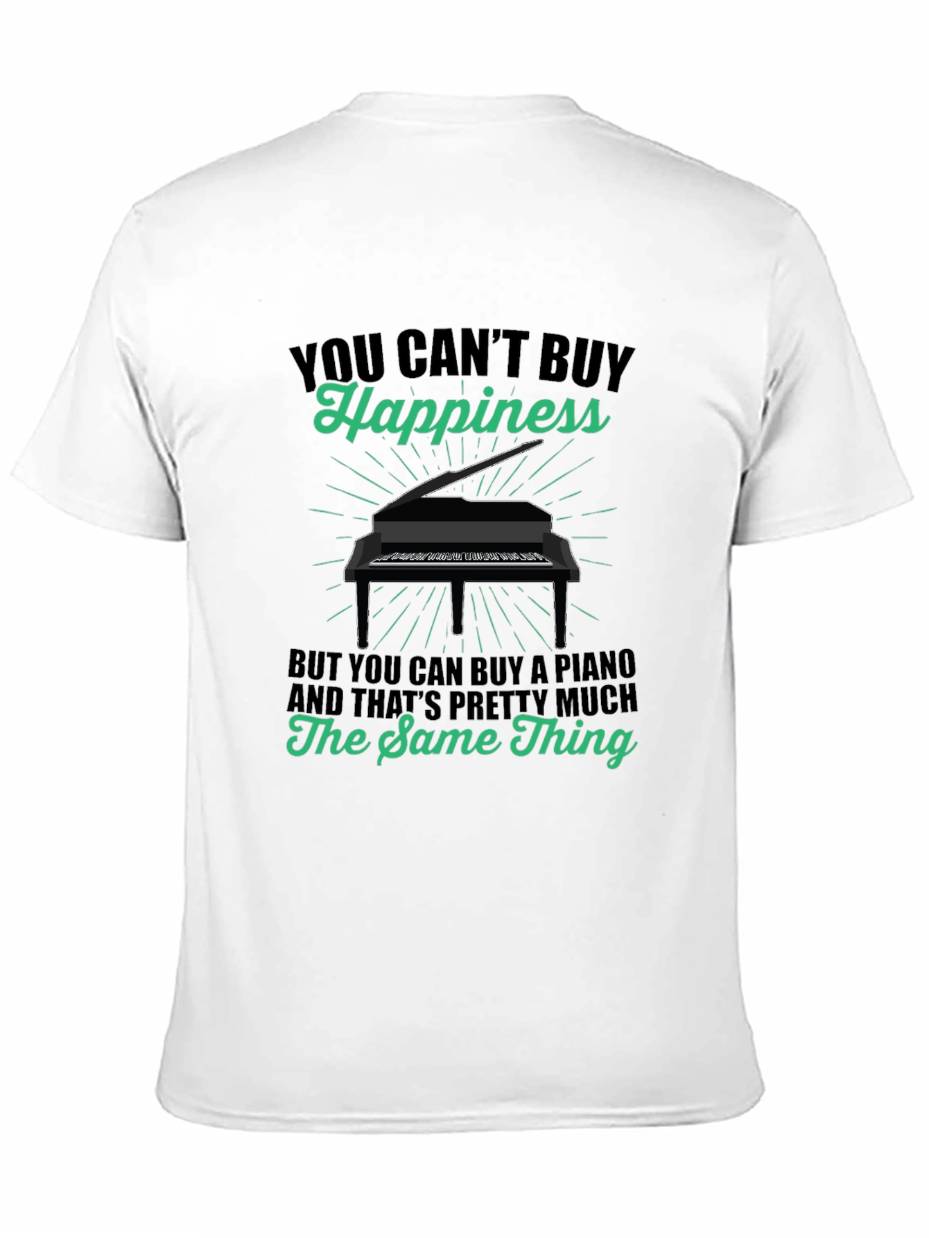 Black Piano Happiness T-Shirt - Music Lover Tee view 11