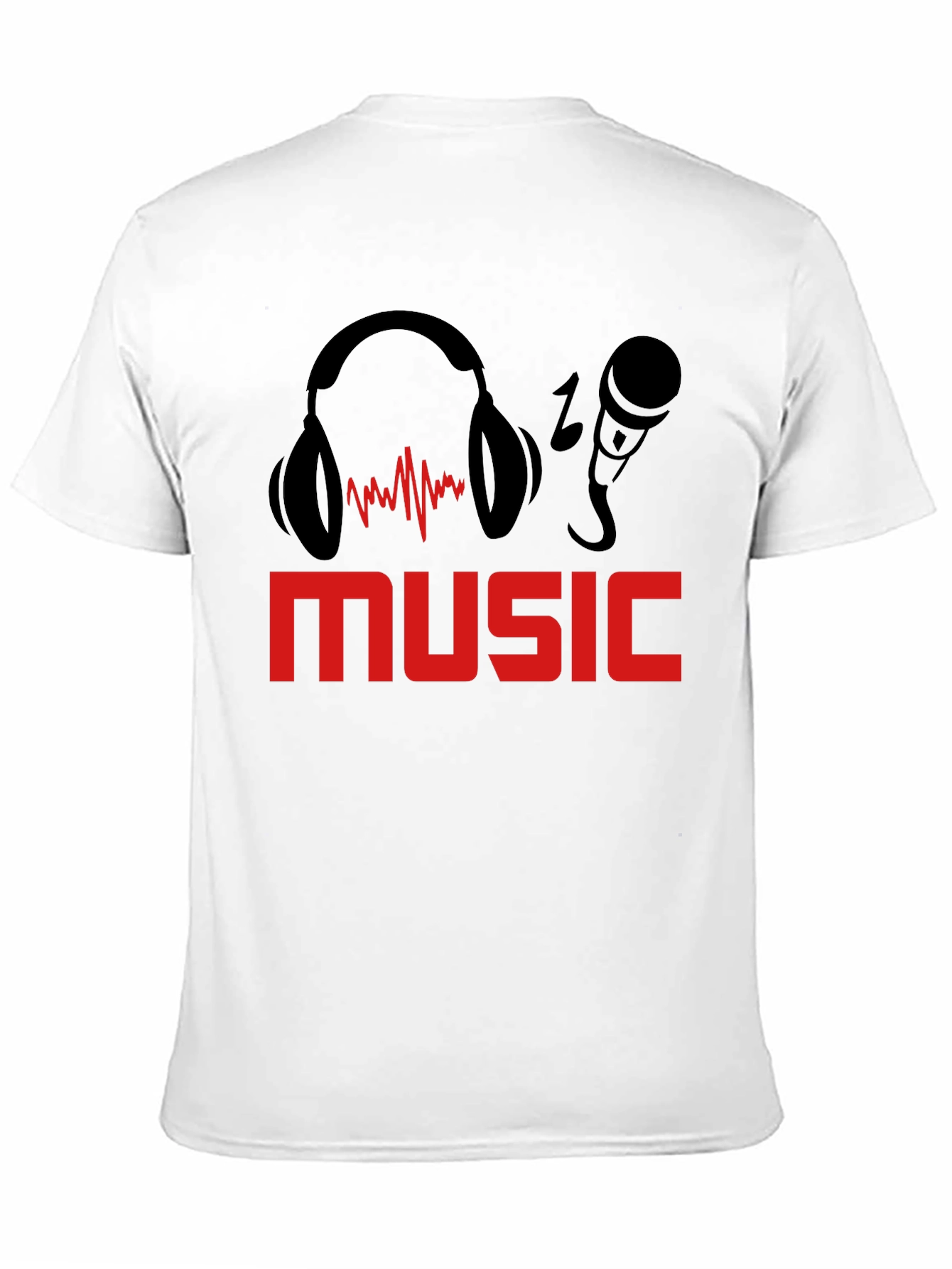Black Music Lover's T-Shirt: Headphones & Mic Graphic Tee view 11