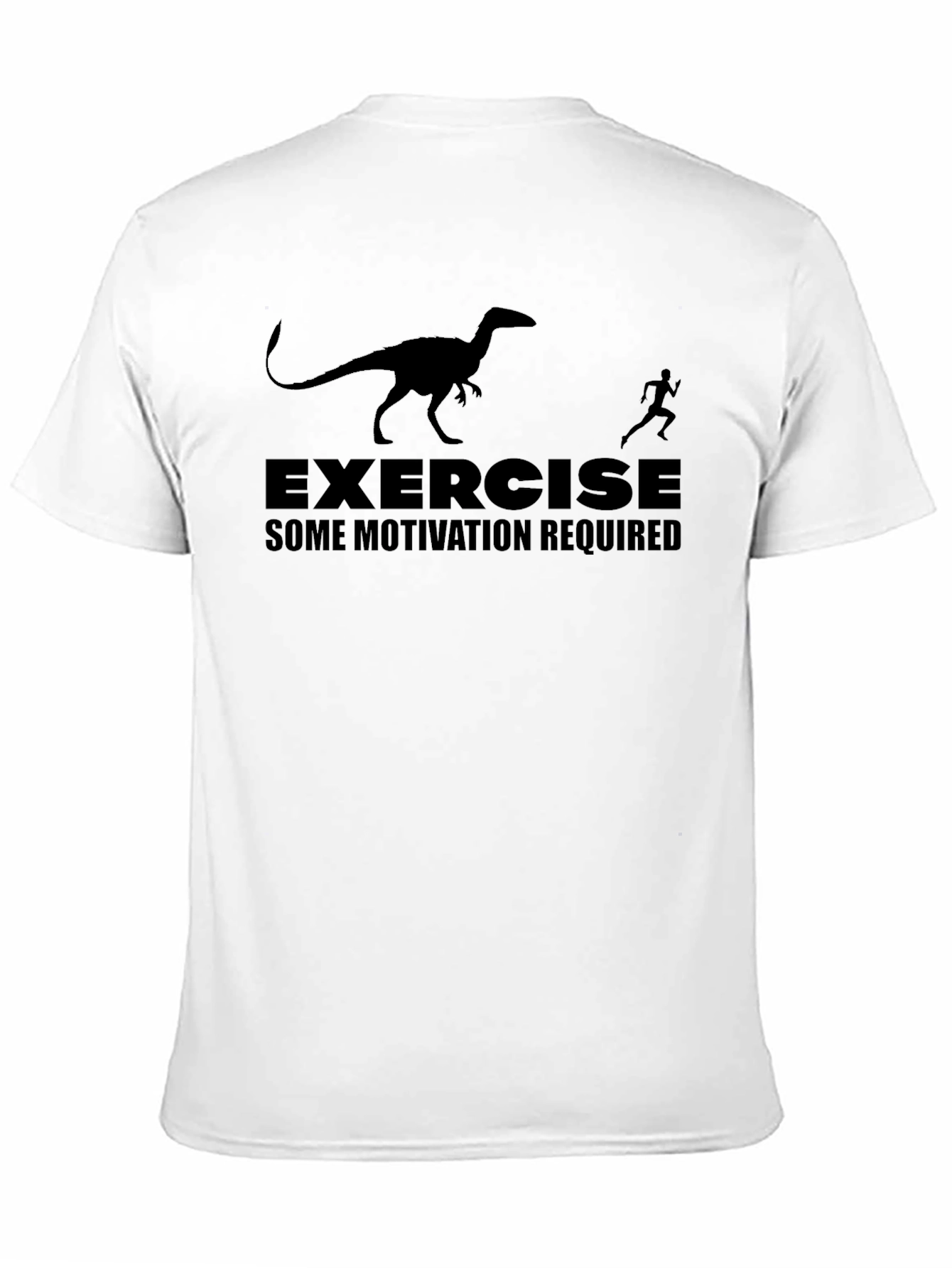 Black Exercise Motivation T-Shirt - Dinosaur Chasing Runner view 11