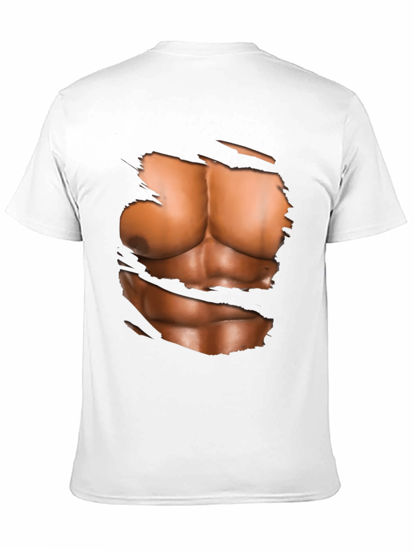 Black Ripped Abs Graphic T-Shirt - Novelty Muscle Design view 11