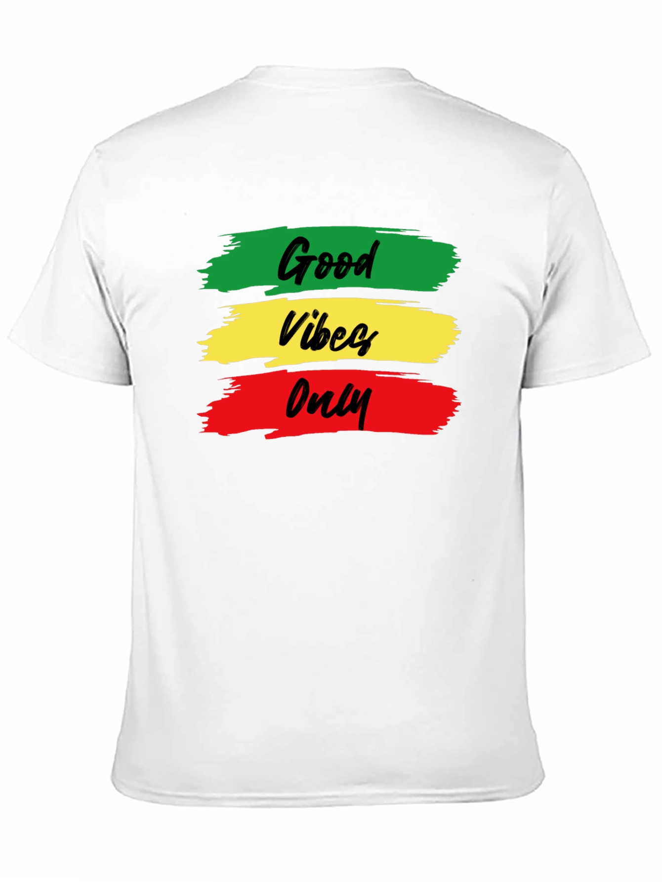 Black Good Vibes Only T-Shirt - Rasta Colors - Black Cotton view 11