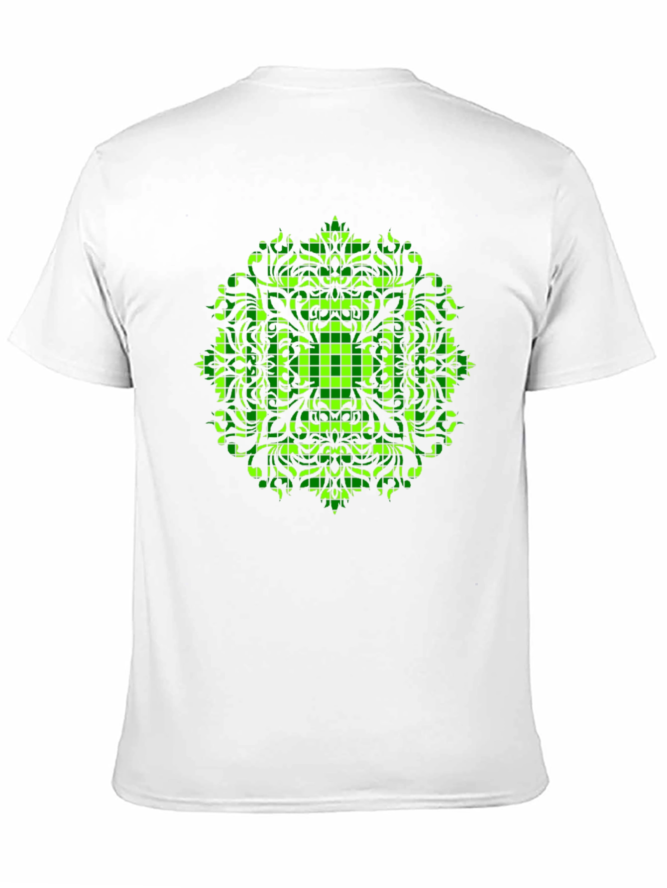 Black Geometric Green Mandala Graphic Black T-Shirt view 11