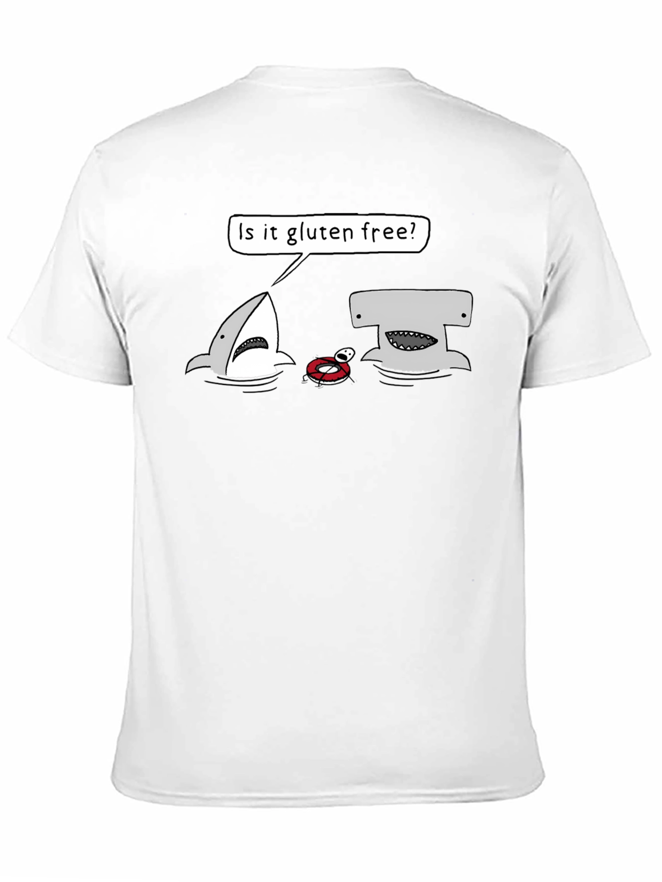 Black Gluten-Free Shark Graphic Tee - Humor T-Shirt view 11