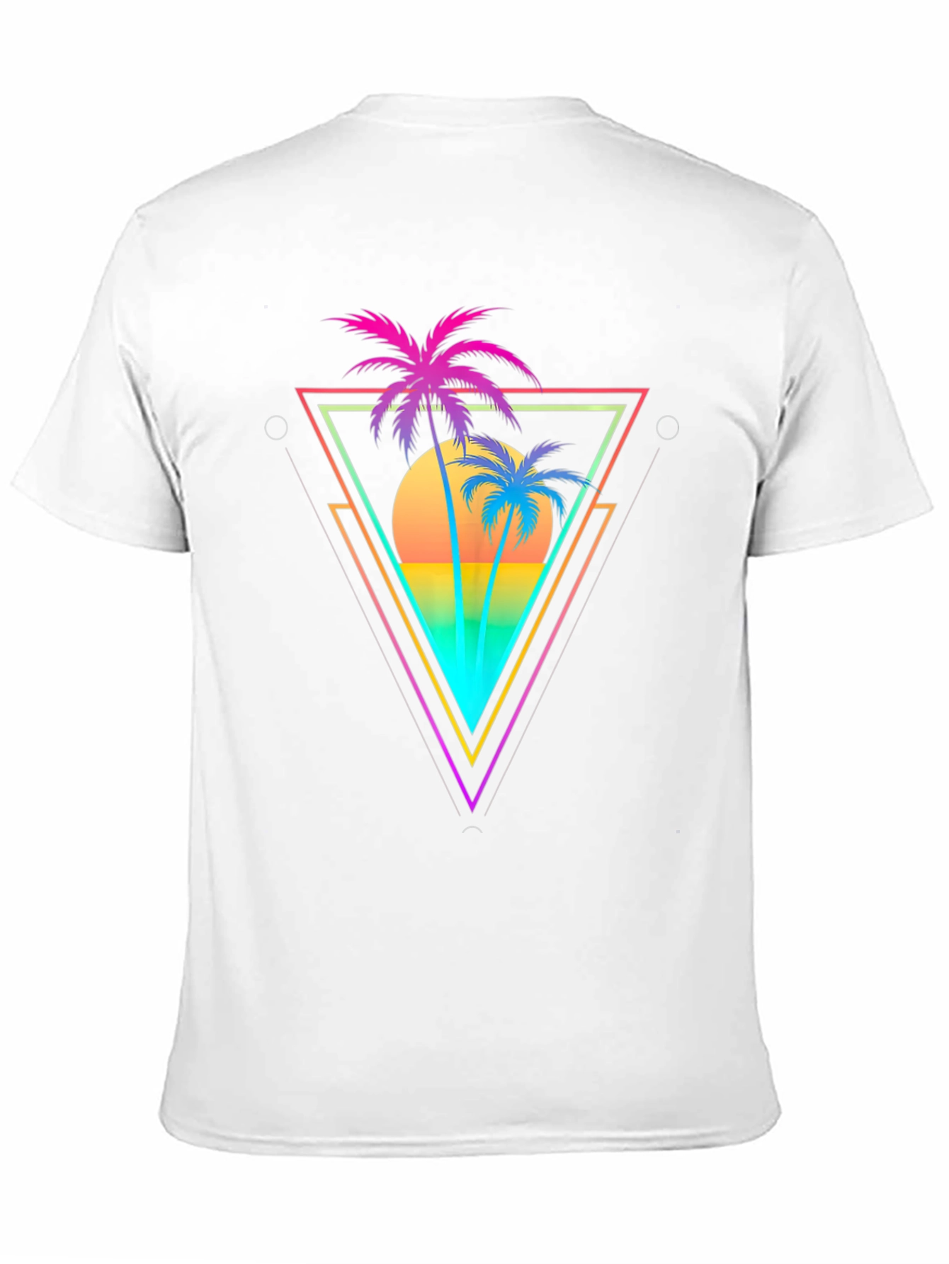 Black Retro Palm Tree Triangle Graphic T-Shirt view 11