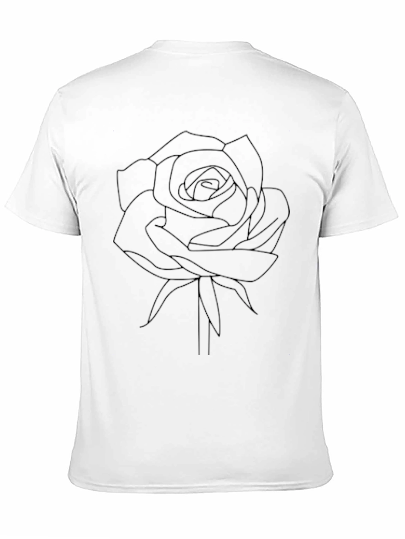 Black Minimalist Rose Outline T-Shirt - Black view 11