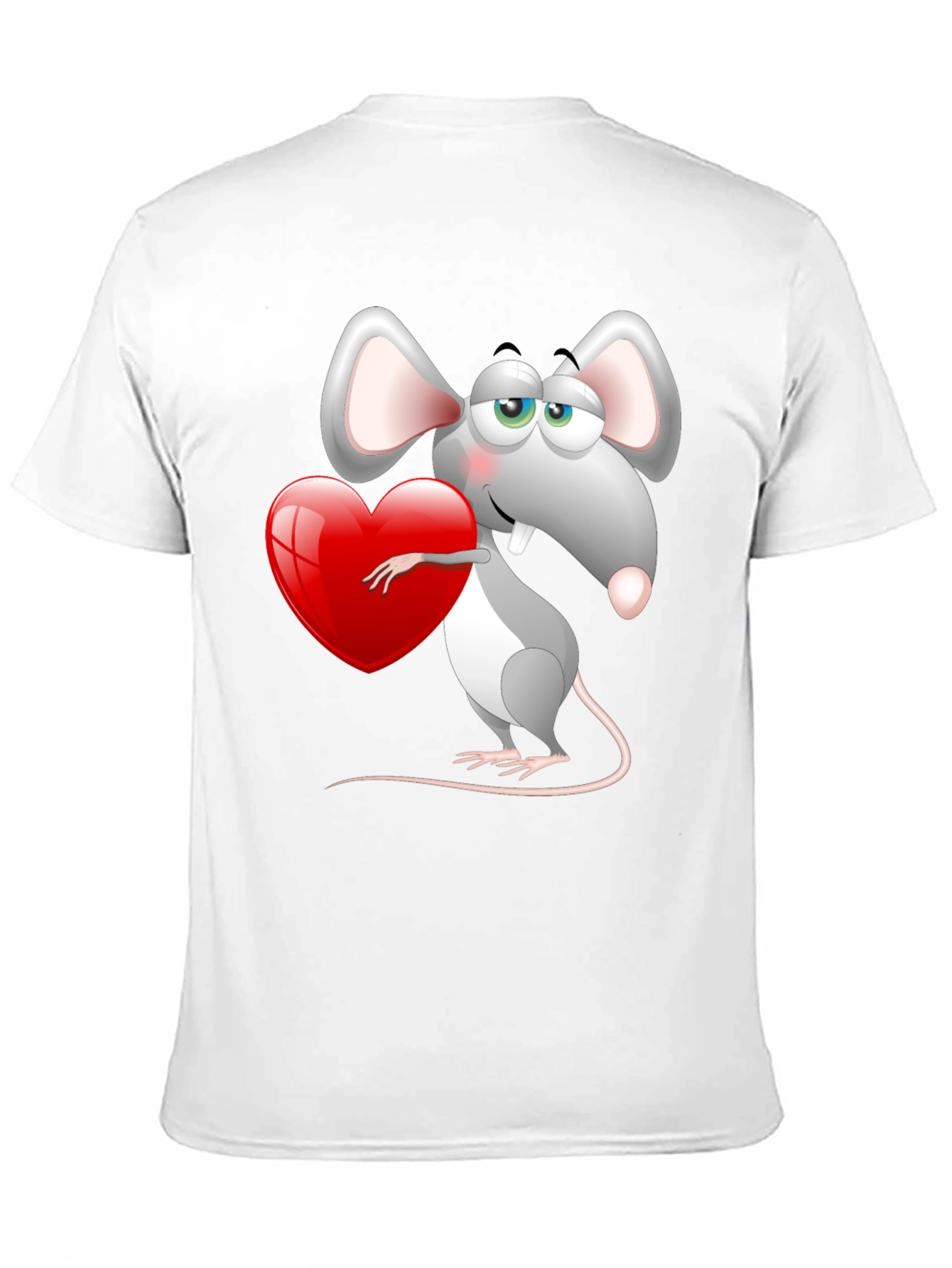Black Cute Mouse with Heart Graphic Tee - Black view 11