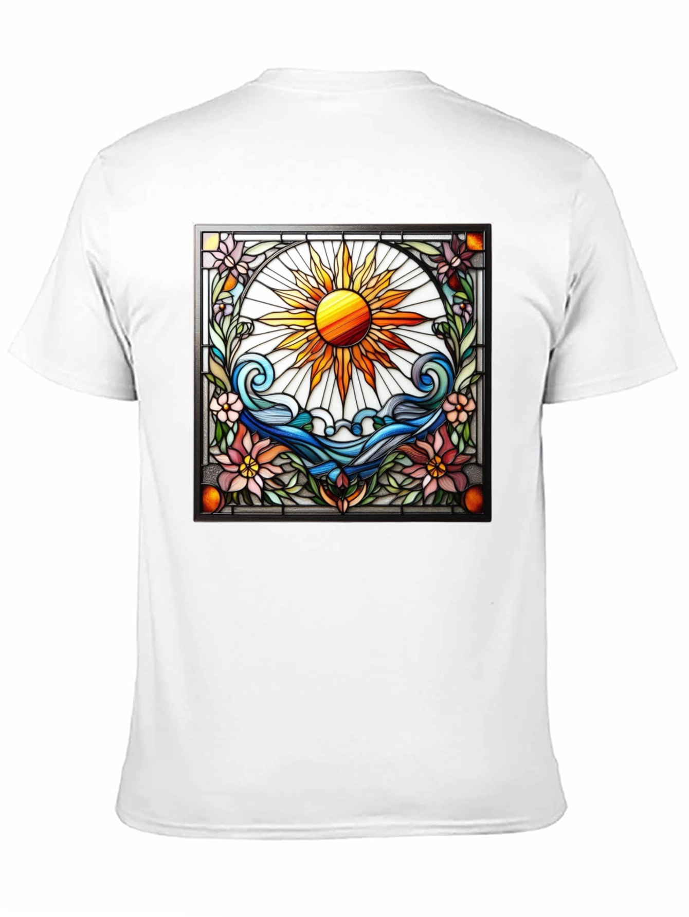 Black Stained Glass Sun Graphic Tee view 11