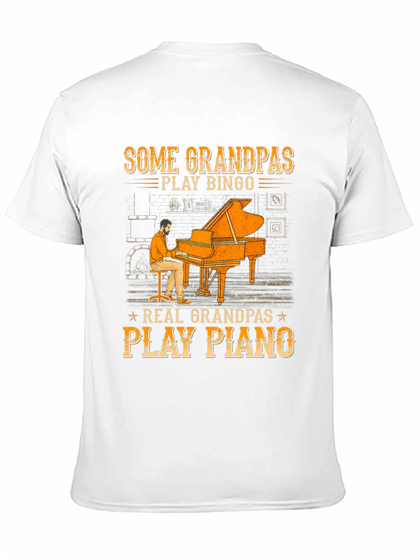 Black Grandpa Piano Player Graphic Tee - Cool Grandparent Gift view 11