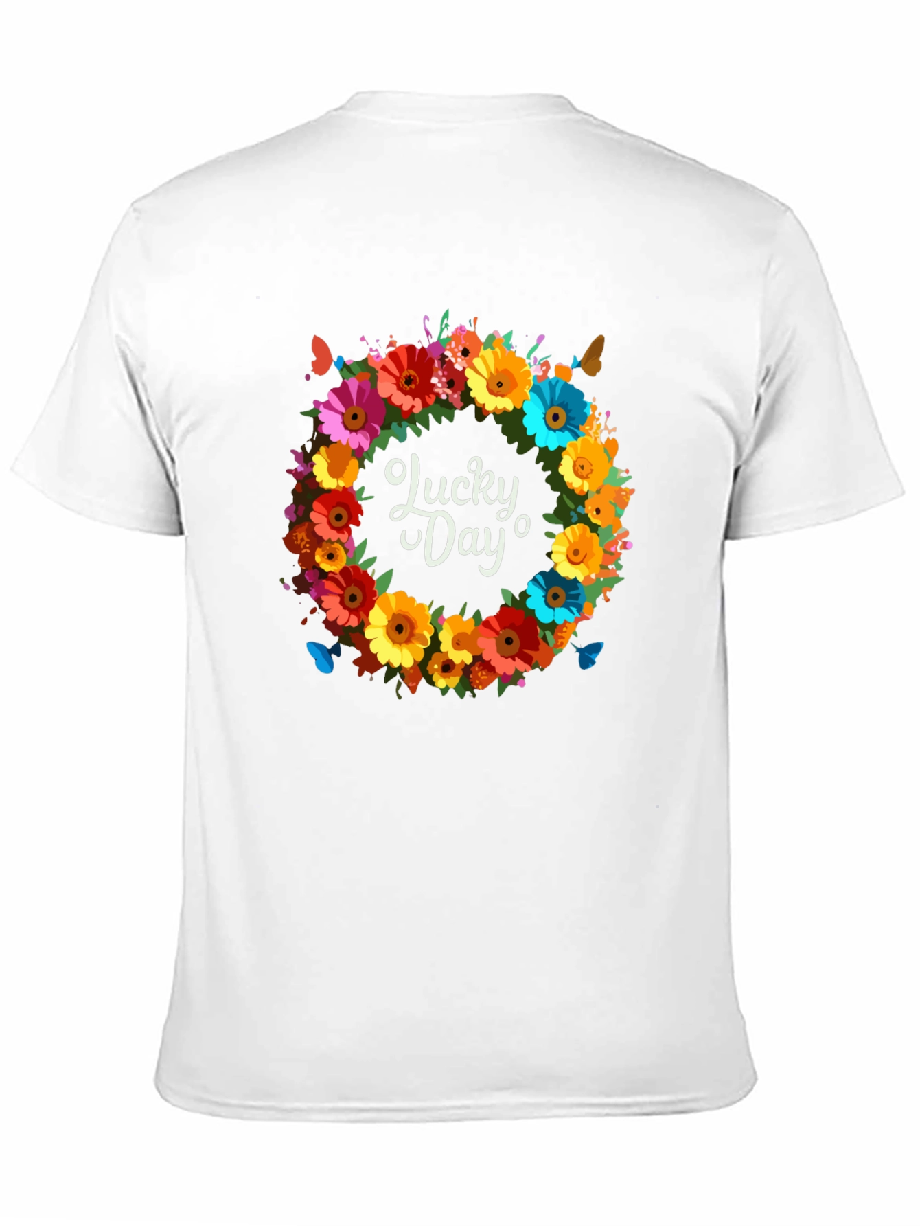 Black Lucky Day Floral Wreath Graphic Tee view 11