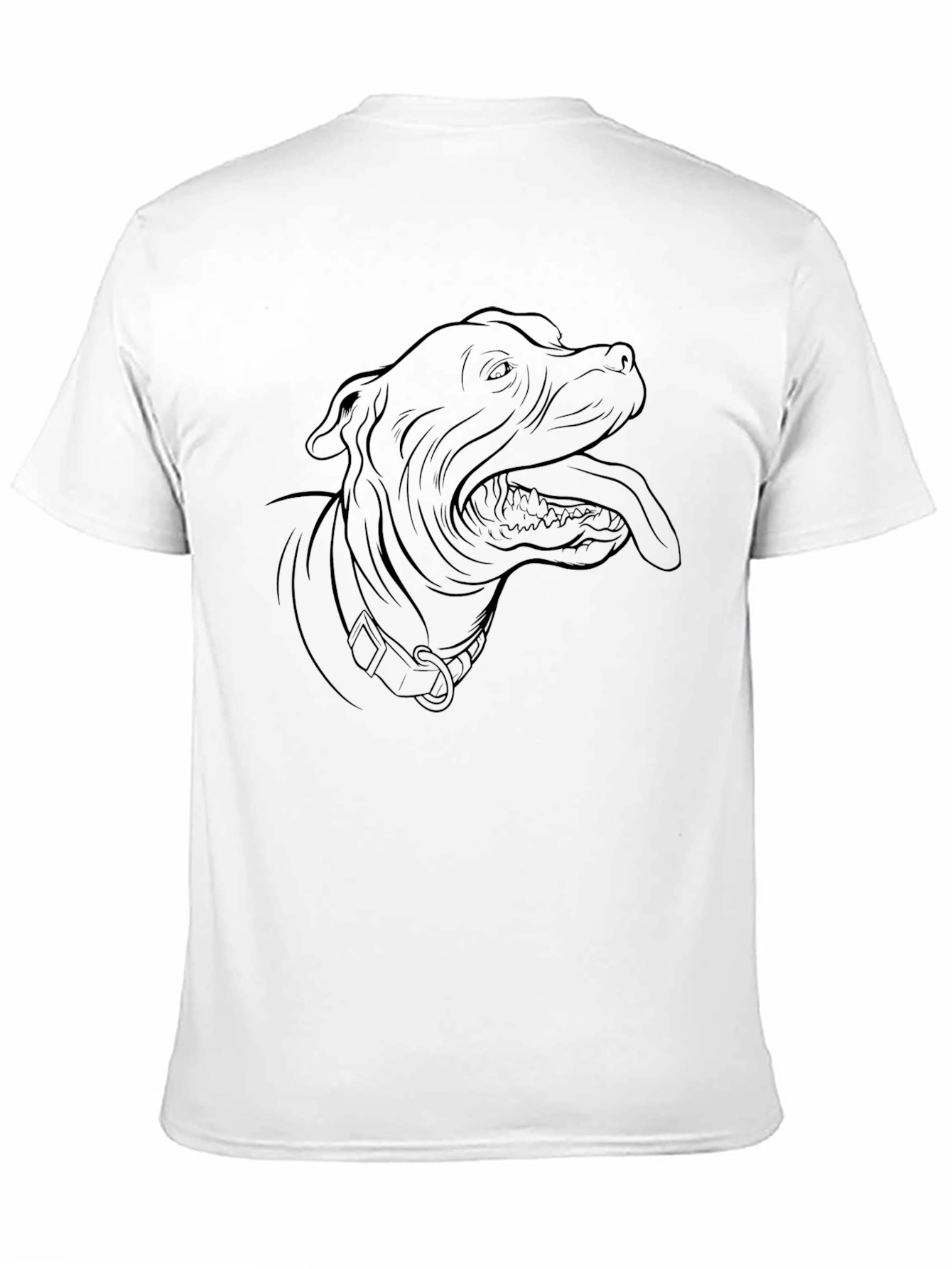Black Pitbull Dog Outline Black T-Shirt view 11