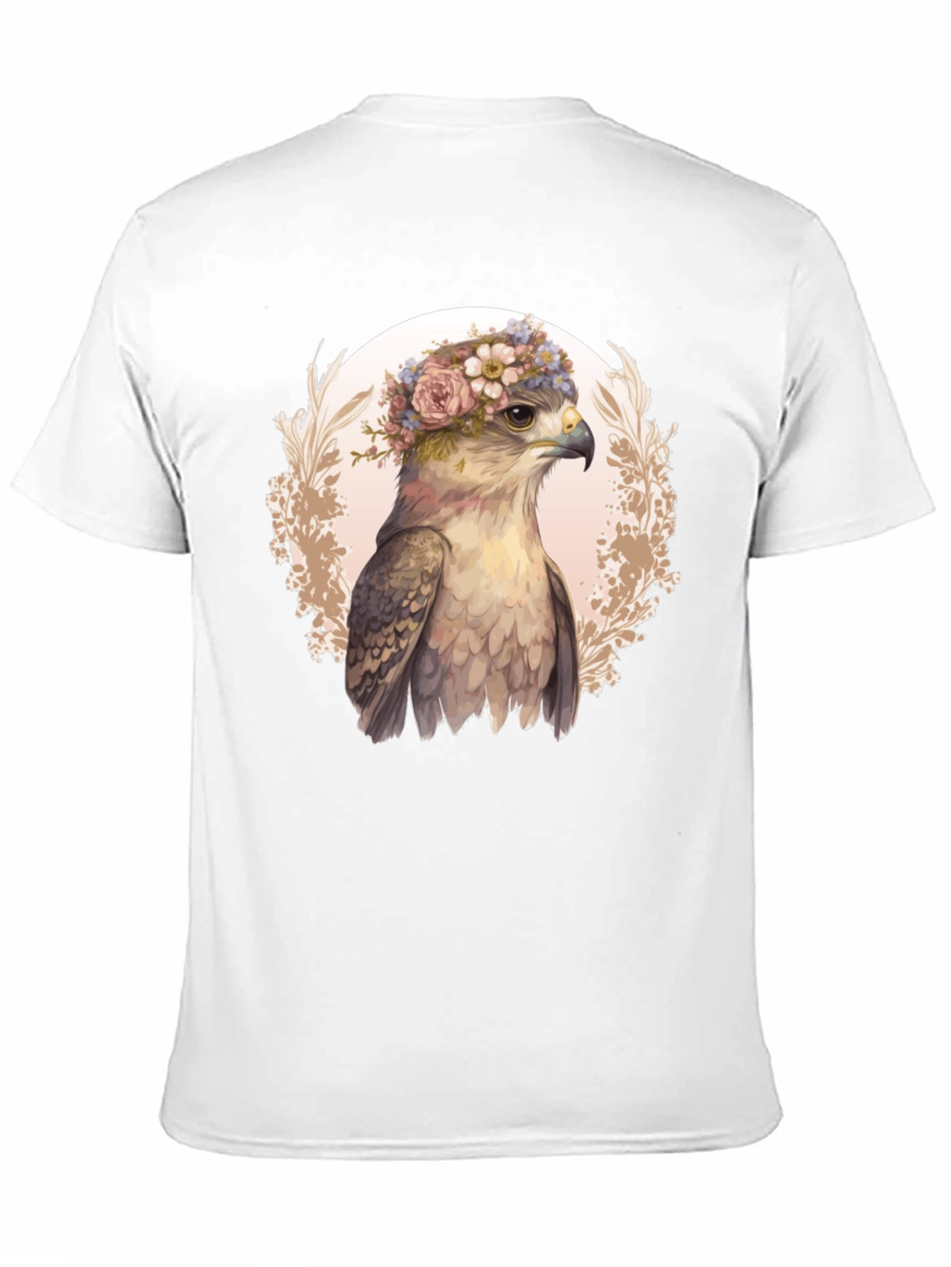 Black Floral Hawk Graphic Tee - Unique Bird T-Shirt view 11