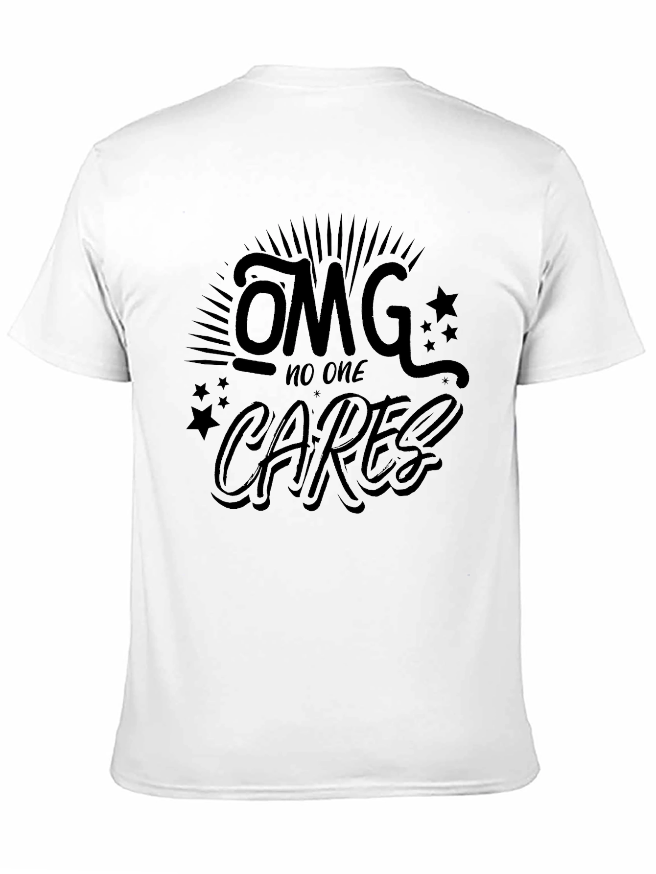 Black OMG No One Cares Black Graphic Tee - Unisex view 11