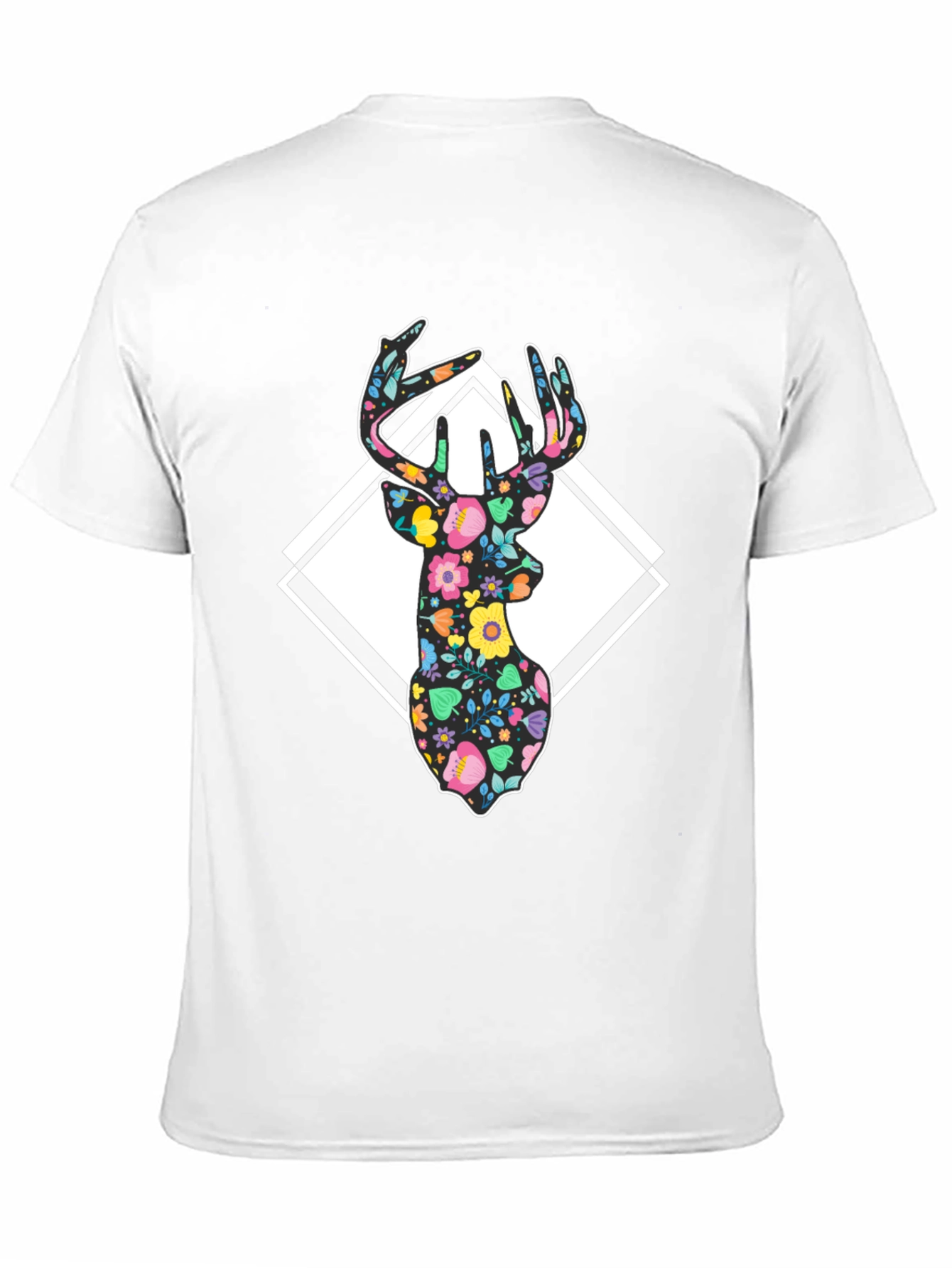 Black Floral Deer Graphic Tee - Black Cotton Blend view 11
