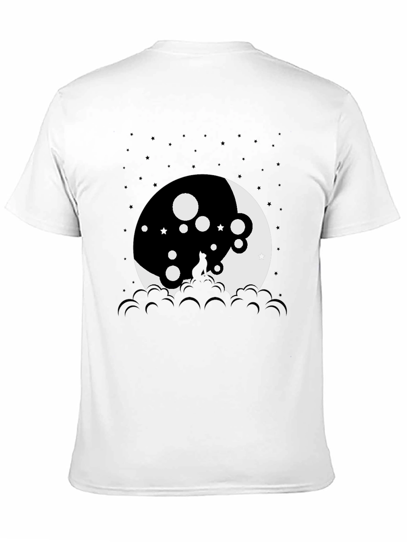 Black Moon Cat Graphic Tee - Black Cotton T-Shirt view 11