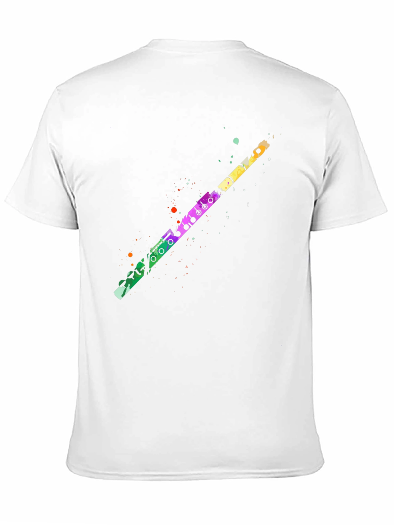 Black Colorful Flute Graphic Tee - Unisex Black T-Shirt view 11