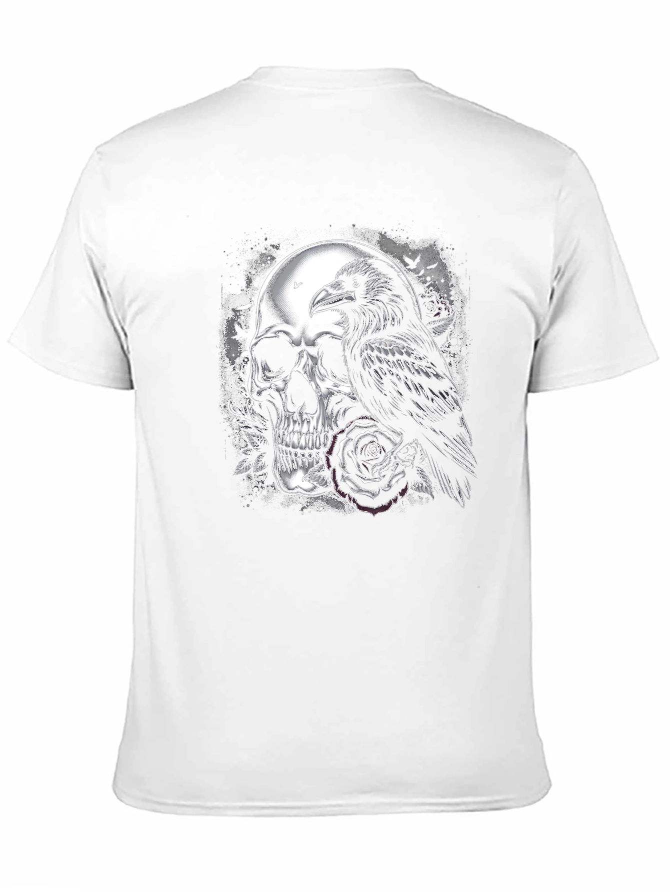Black Raven and Skull Graphic T-Shirt - Gothic Style view 11