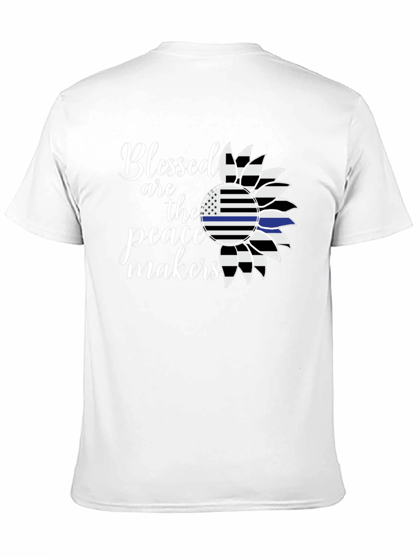 Black Blessed Peacemakers T-Shirt - Thin Blue Line Sunflower view 11