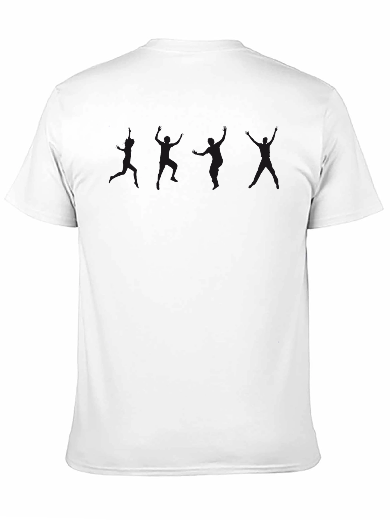 Black Men's Black Crew Neck T-Shirt with Silhouette Design view 11