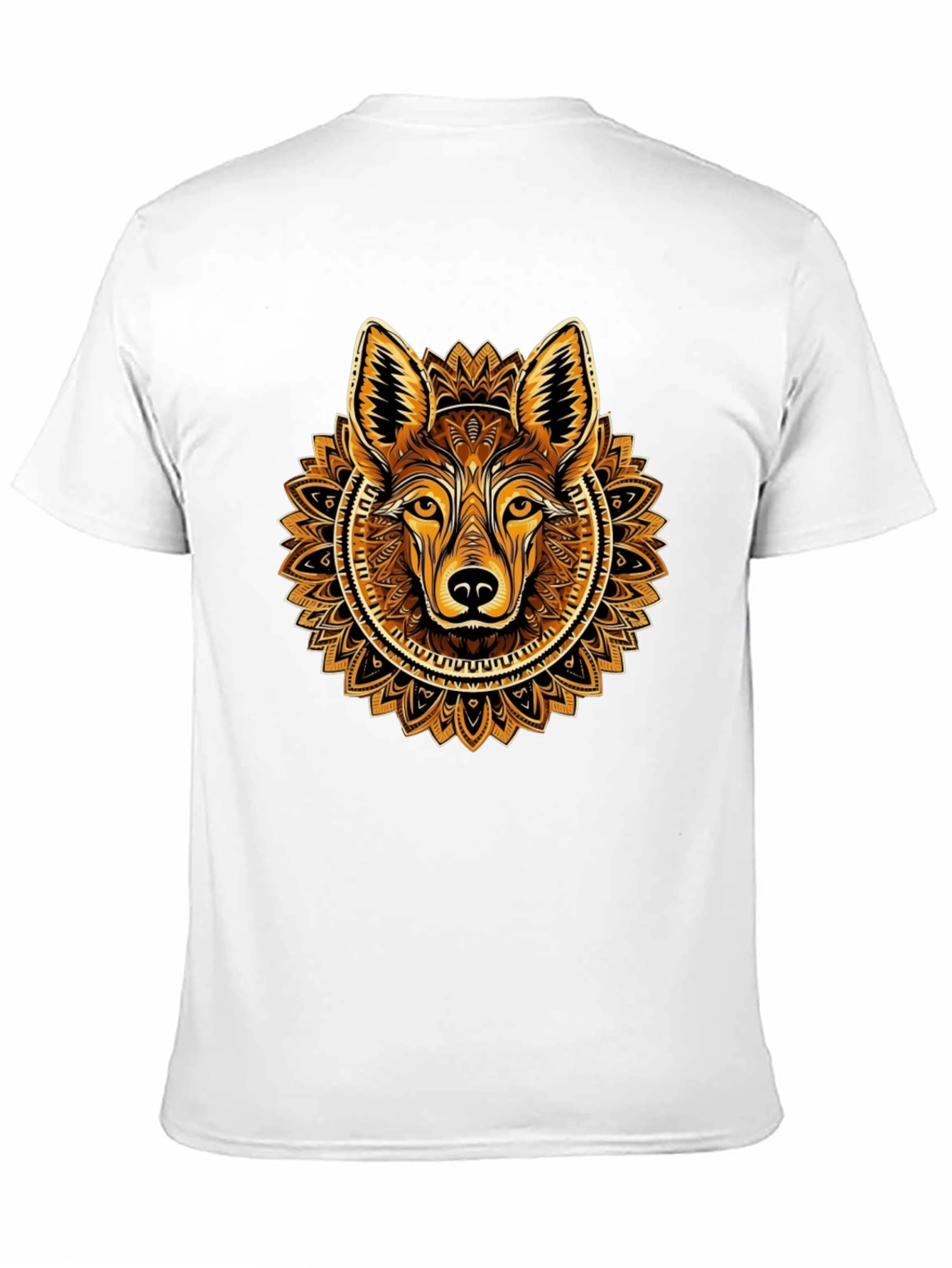 Black Wolf Mandala Graphic Tee - Trendy Crew Neck Shirt view 11