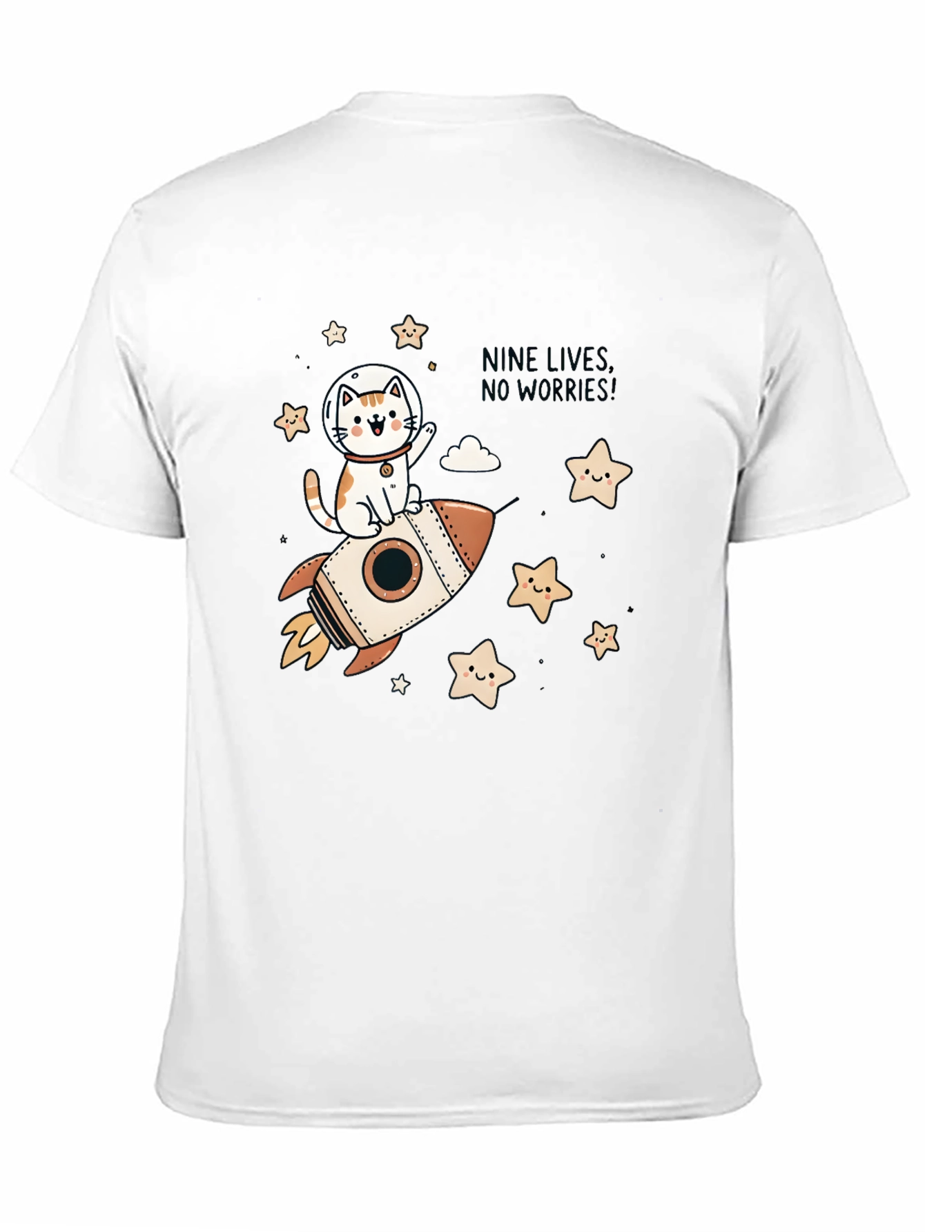 Black Cosmic Cat T-Shirt: Nine Lives, No Worries! view 11