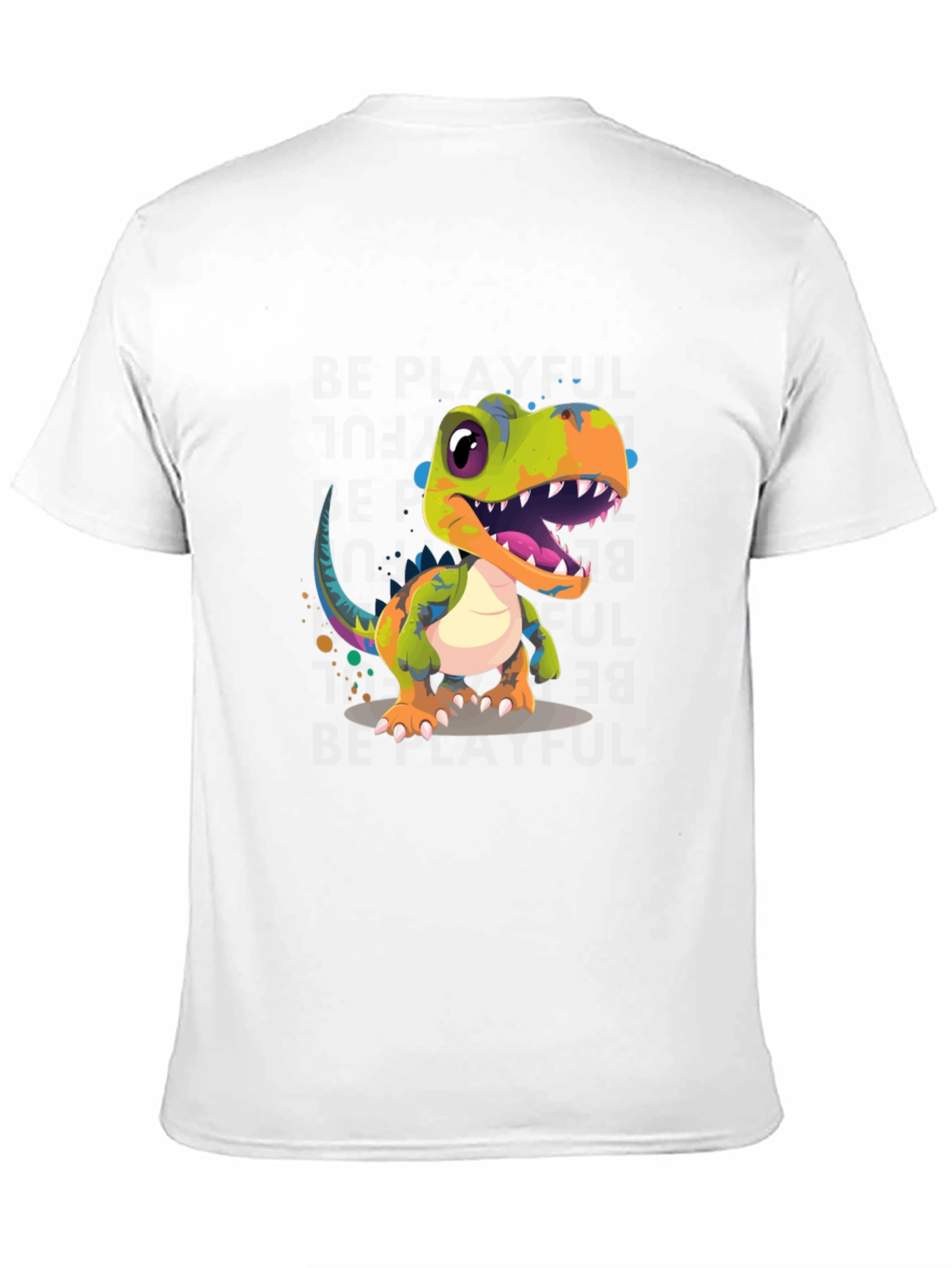 Black Dinosaur Graphic Print Men's Black T-Shirt view 11