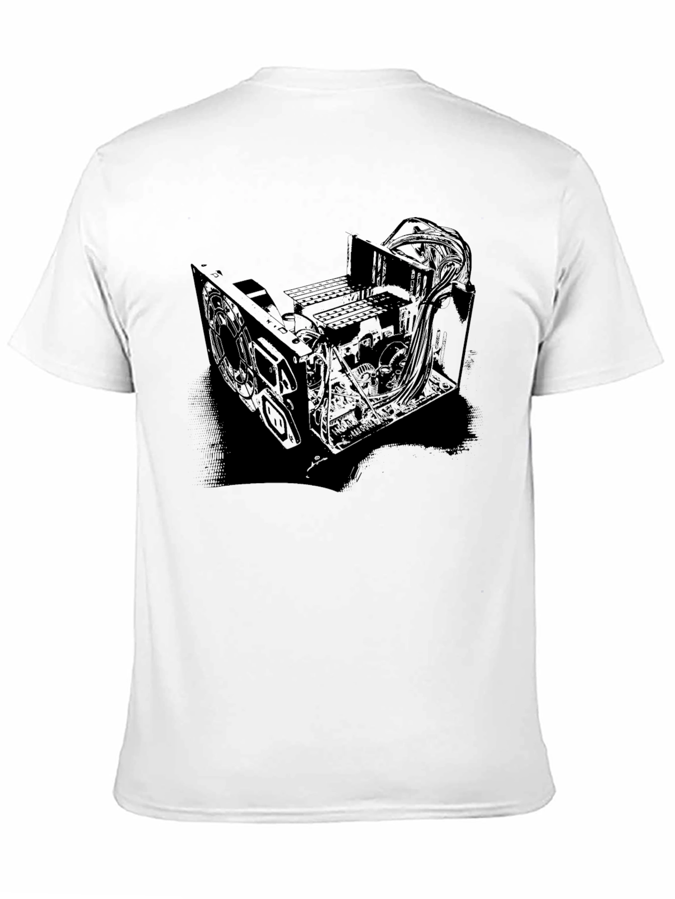 Black Black T-Shirt with Computer Hardware Design view 11