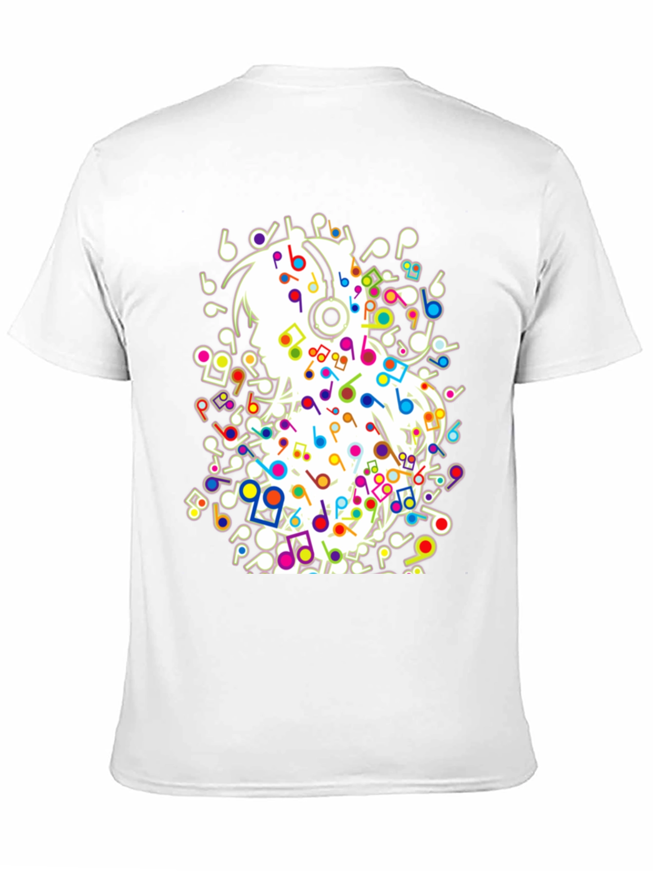 Black Musical Girl T-Shirt - Black Cotton Tee with Colorful Notes view 11