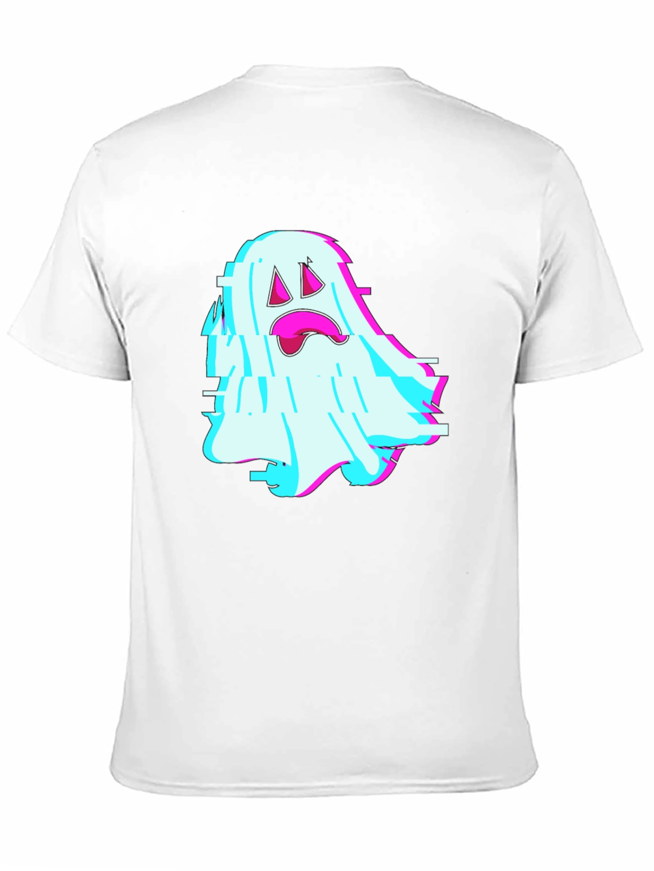 Black Glitch Ghost Graphic Tee - Soft Black Cotton Blend view 11