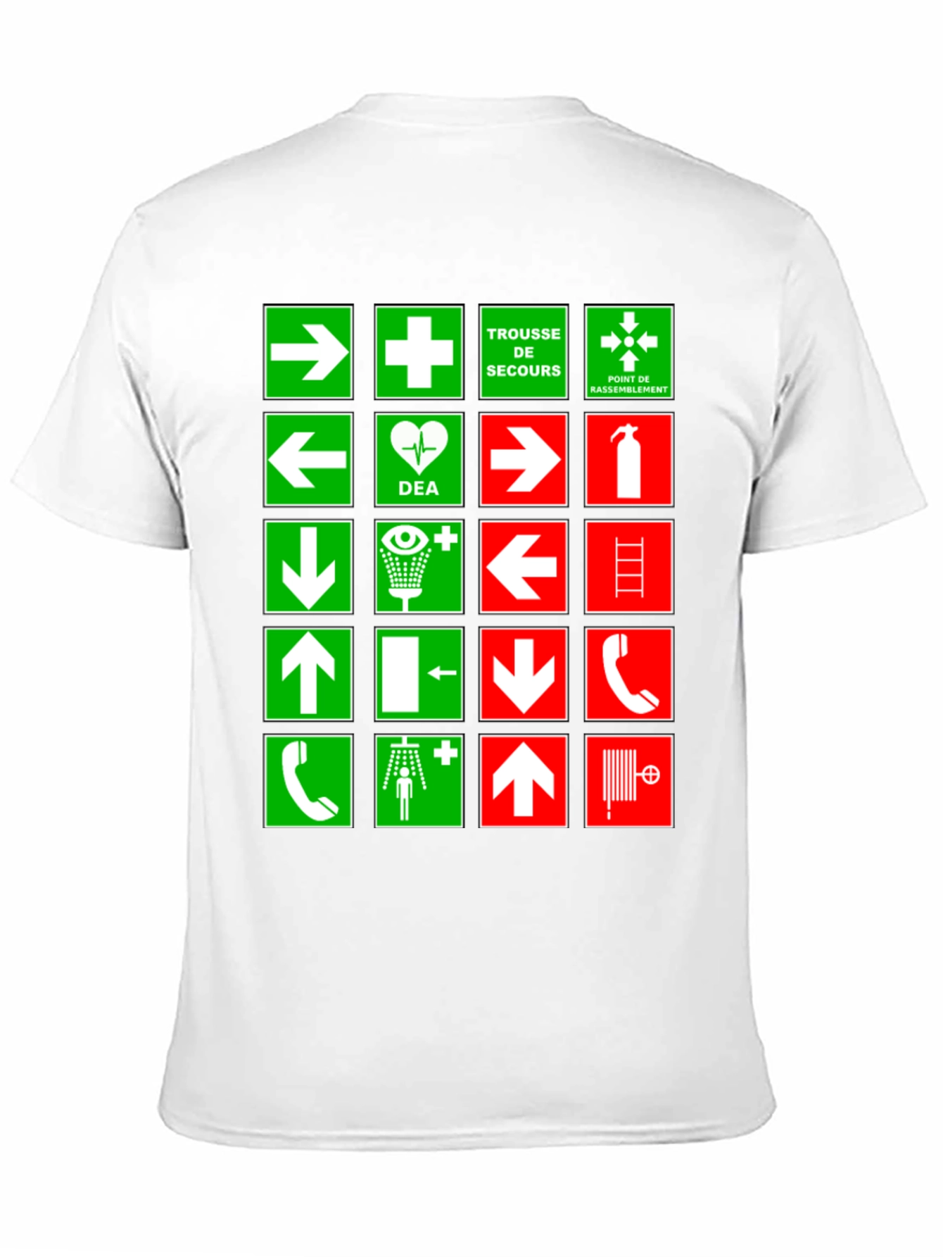 Black Safety Signs T-Shirt - Green & Red Graphic Tee view 11