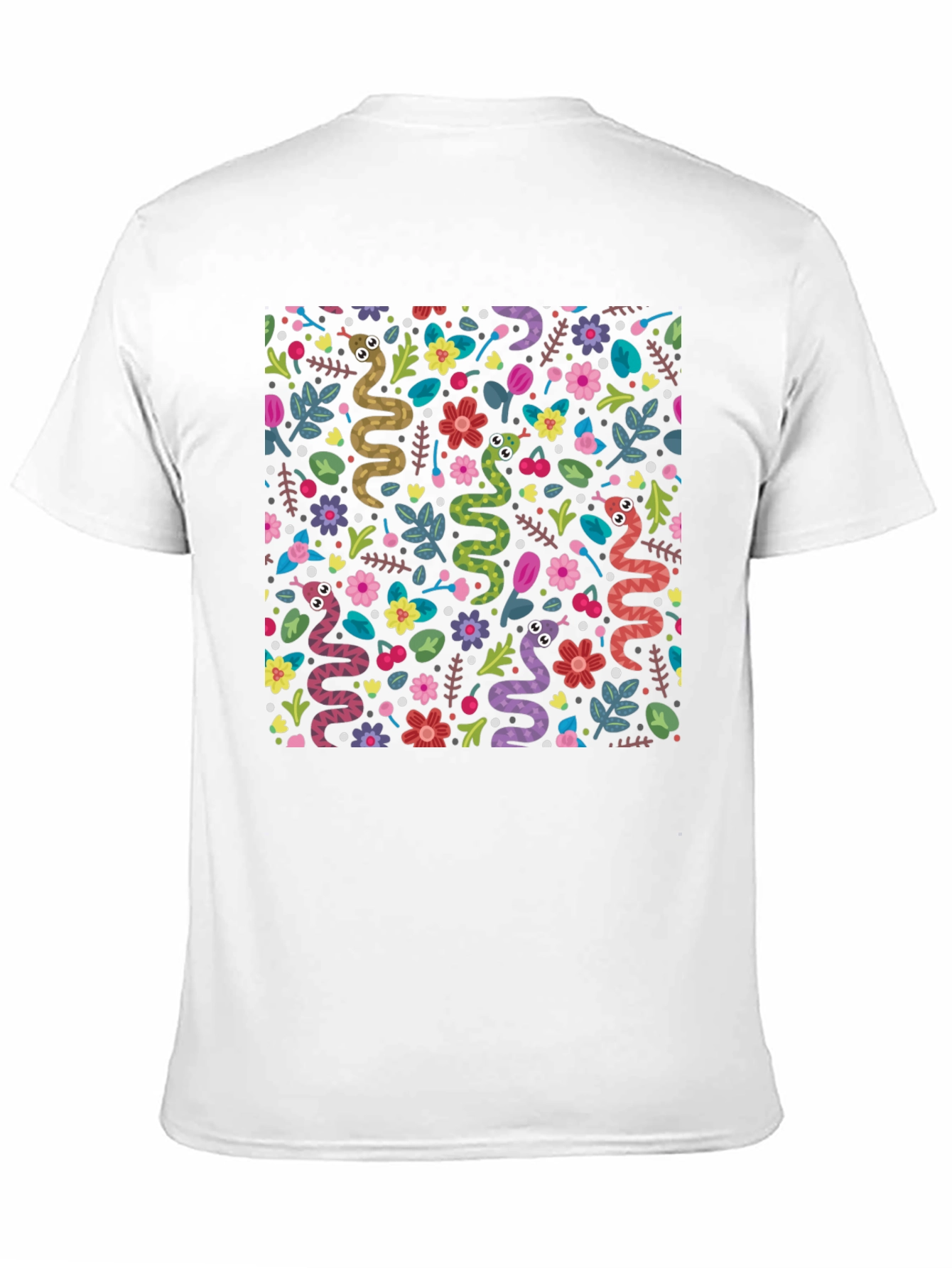 Black Snakes & Flowers Black Tee - Fun Animal Print view 11