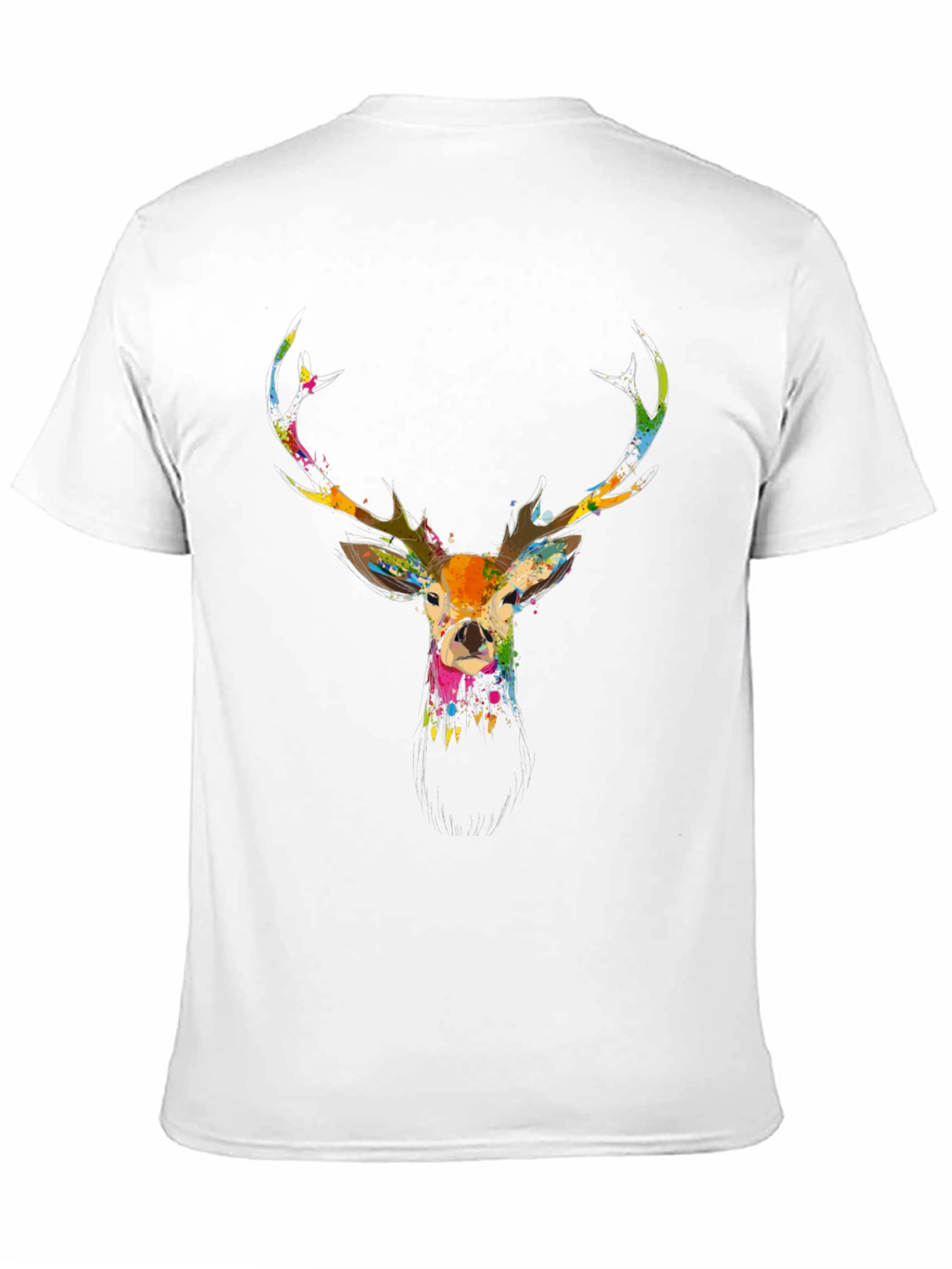 Black Stylish Men's Black Deer Print T-Shirt view 11