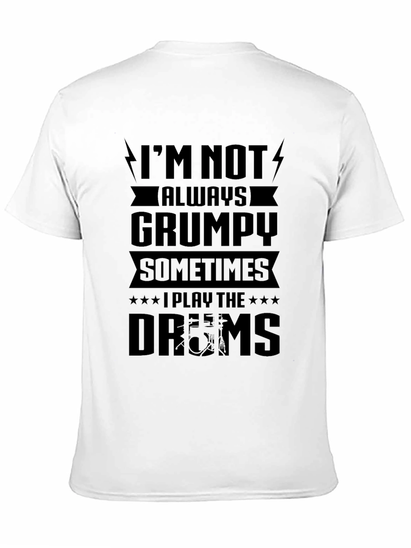 Black Grumpy Drums Graphic Tee - Black Cotton T-Shirt view 11