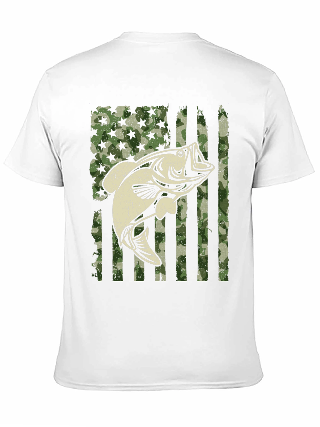 American Flag Camo Bass Fishing Graphic Tee - 11