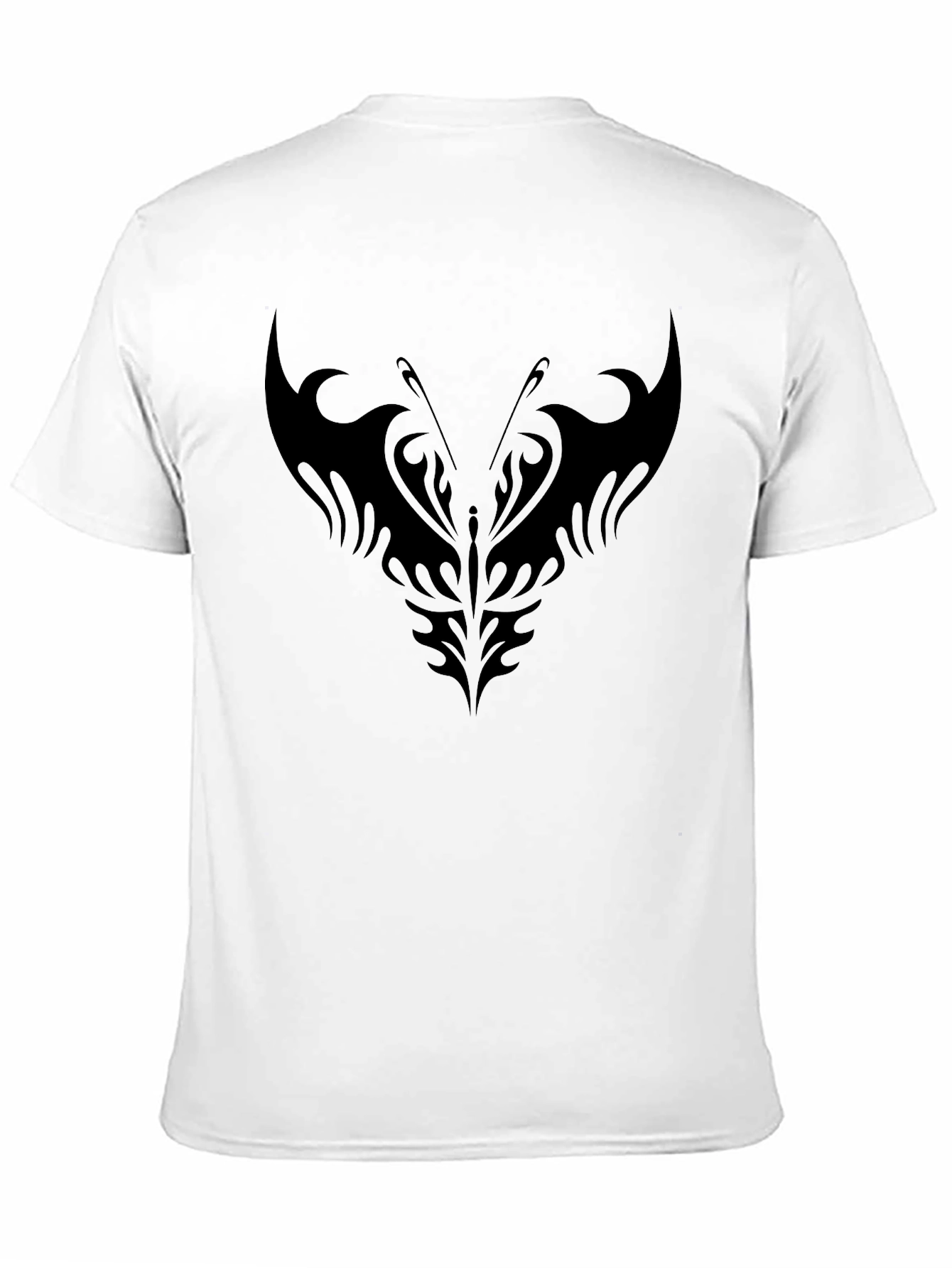 Black Tribal Butterfly Graphic Black T-Shirt view 11