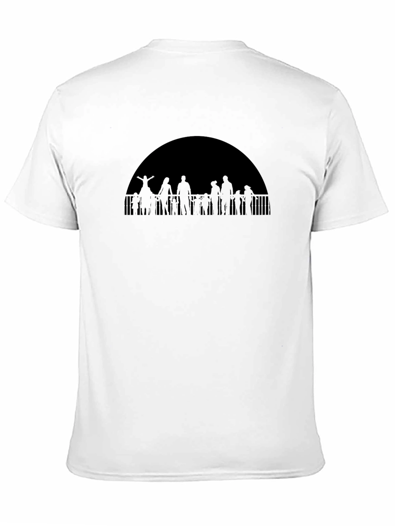 Black Silhouetted Crowd Graphic Tee view 11