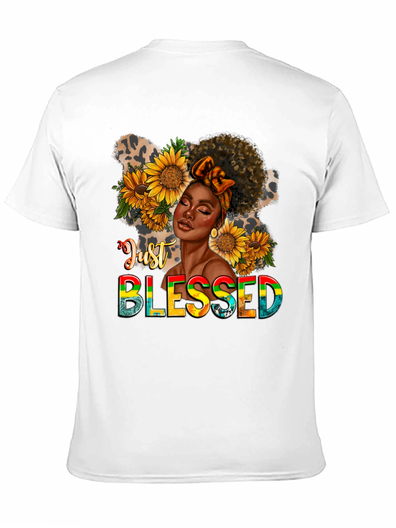 Black Just Blessed Black Woman Sunflower Graphic T-Shirt view 11