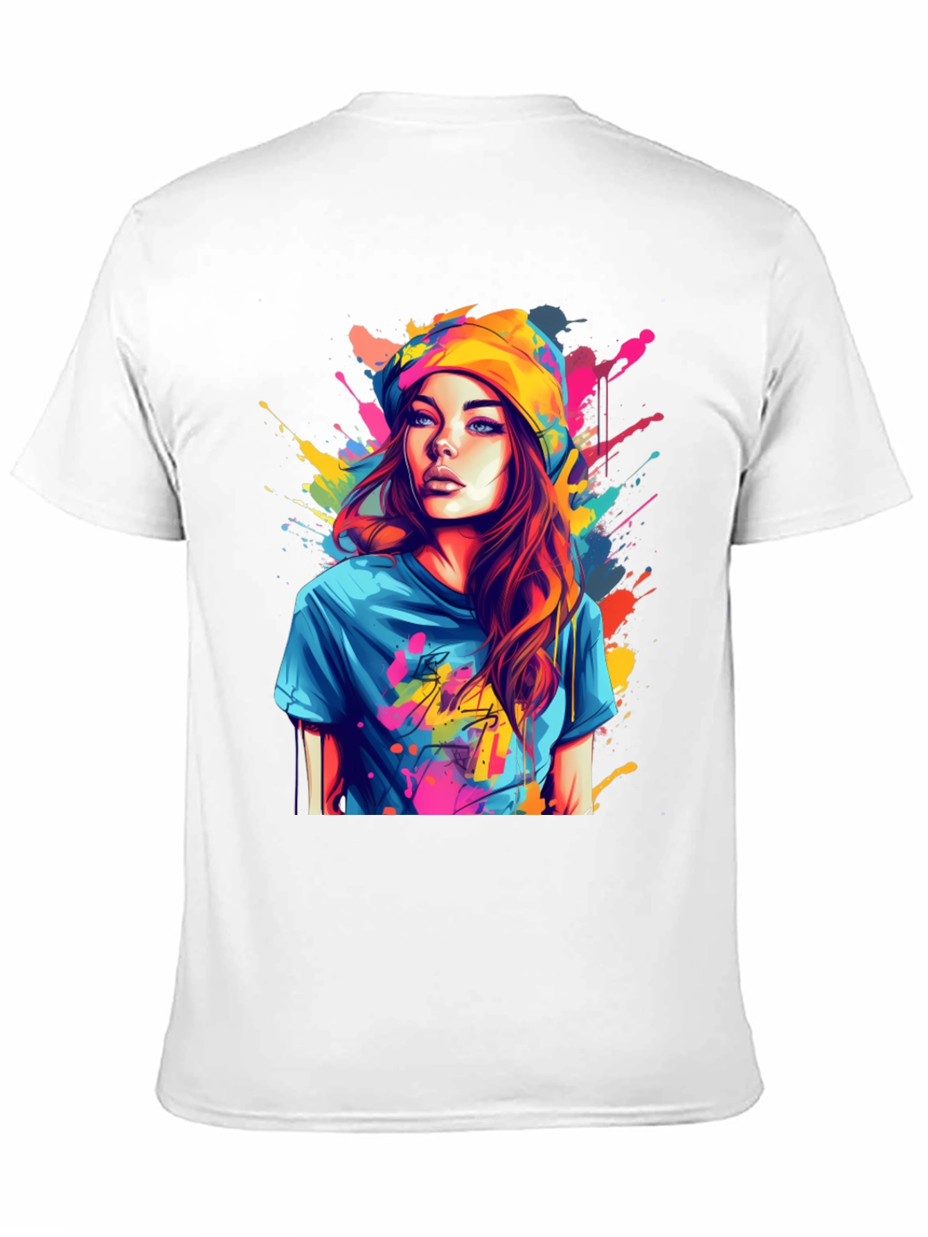 Black Colorful Art Girl T-Shirt view 11