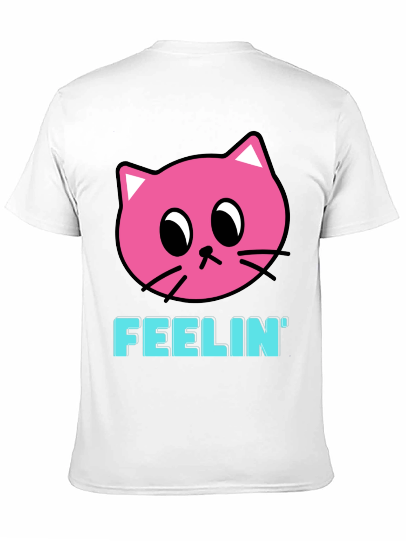 Black Feelin' Pink Cat Graphic Black T-Shirt view 11