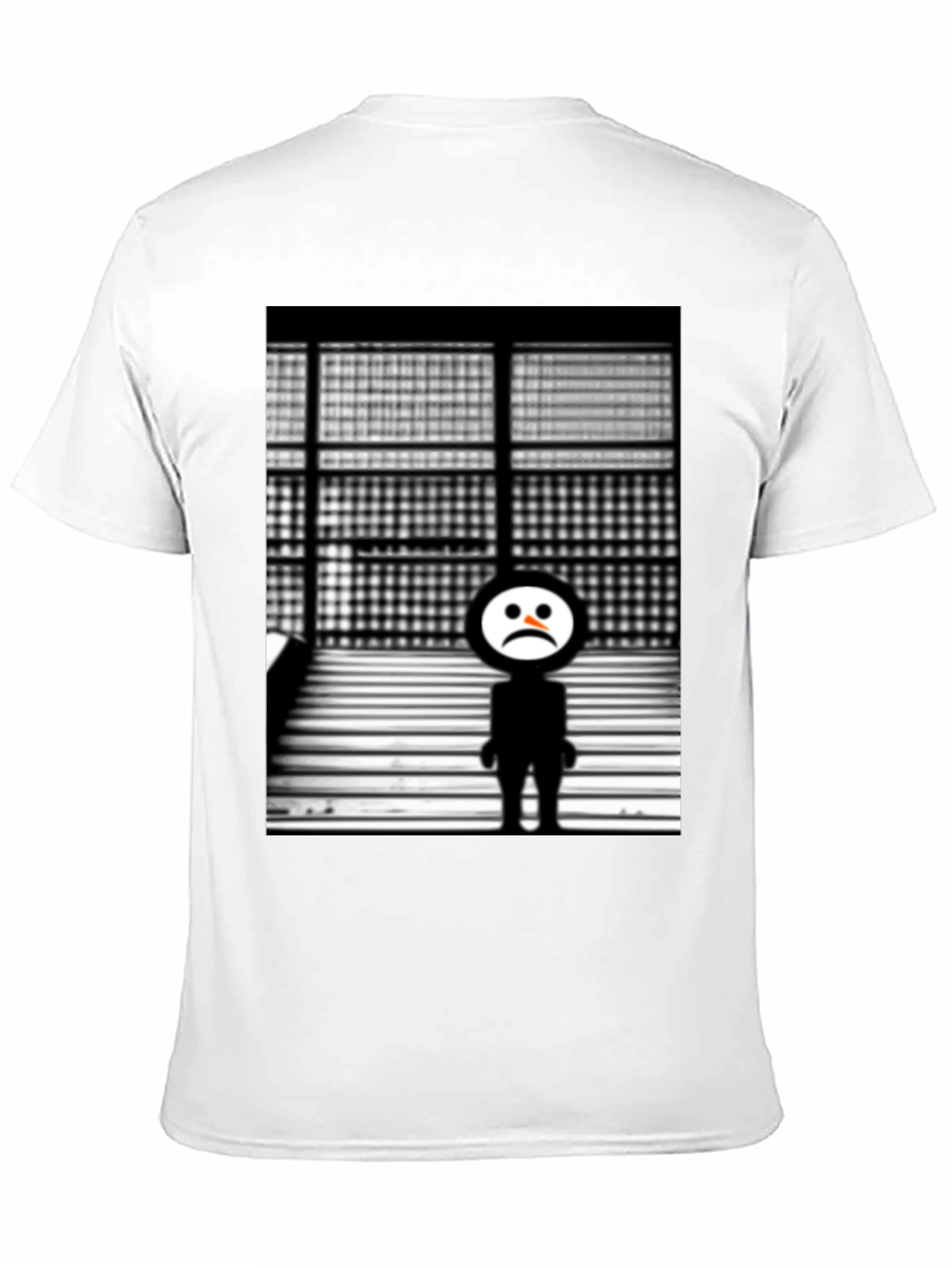 Black Sad Robot Graphic Black T-Shirt view 11
