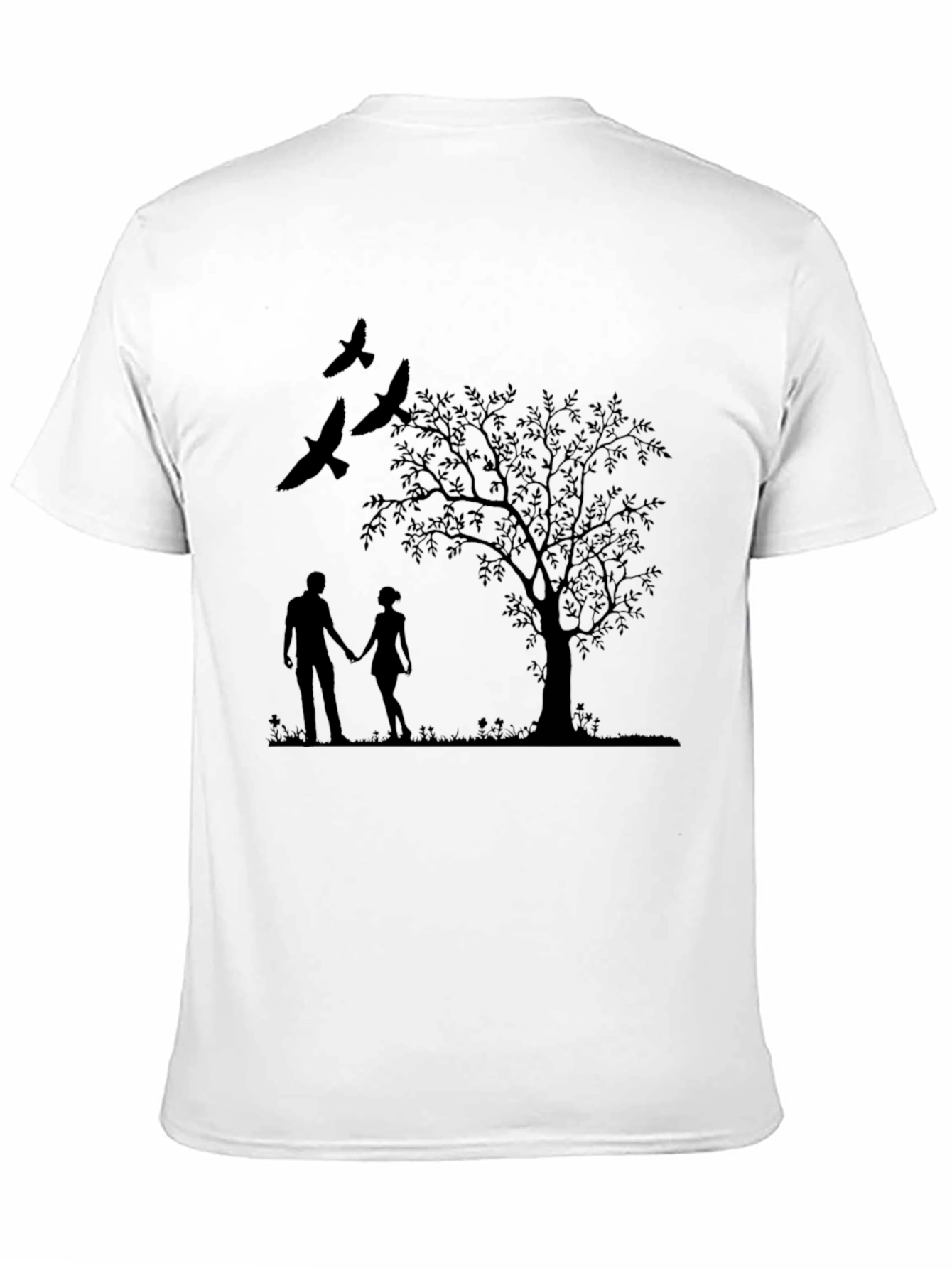 Black Silhouette Couple & Tree Black T-Shirt view 11