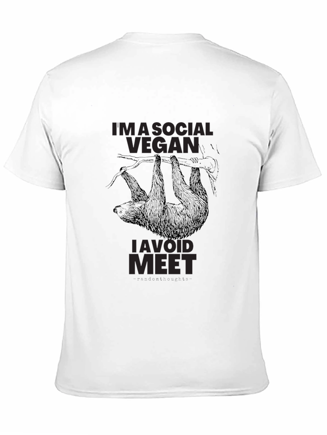 Black Social Vegan Sloth T-Shirt - Avoid Meet! view 11