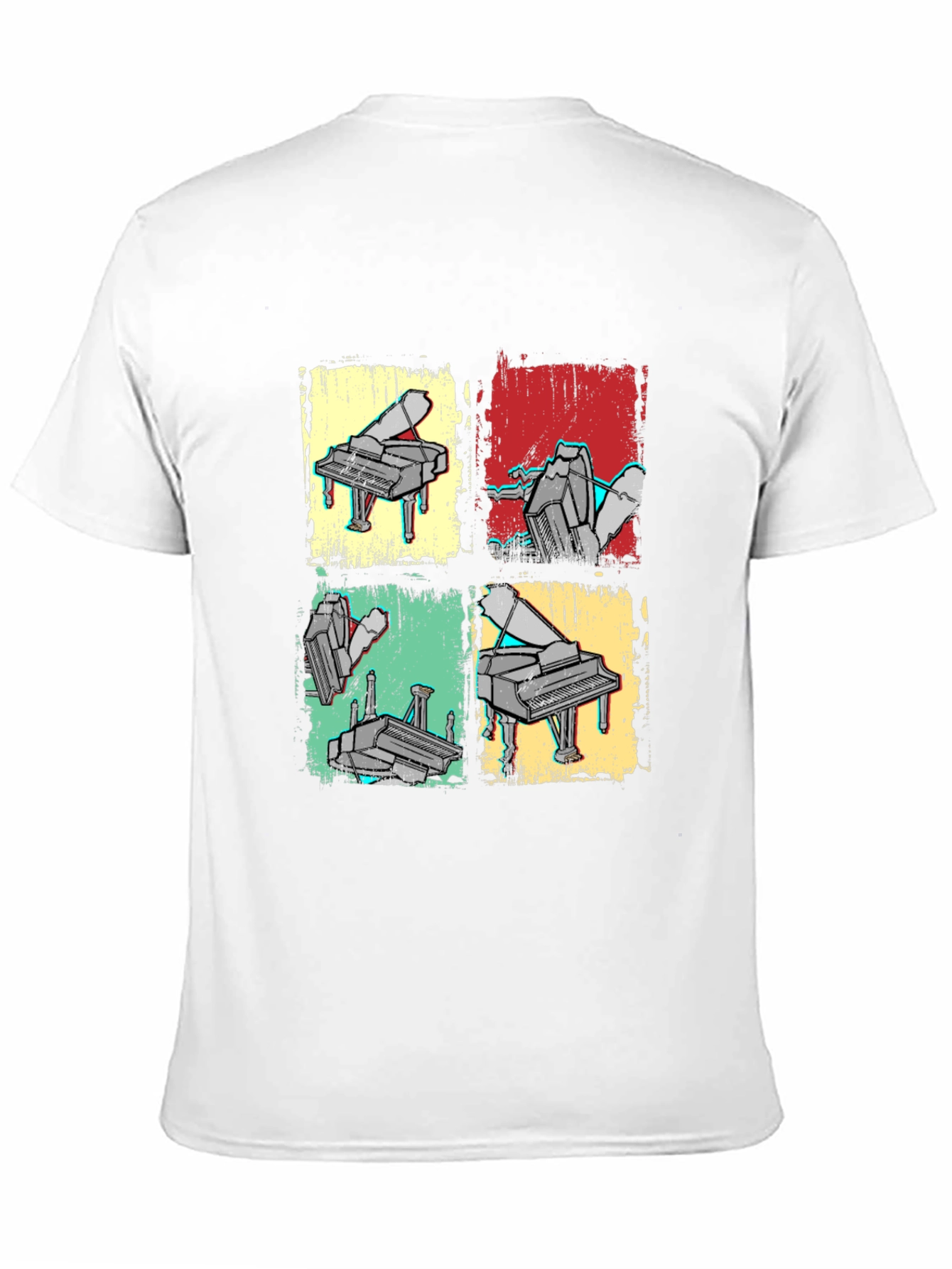 Black Retro Piano Art T-Shirt - Musical Graphic Tee view 11