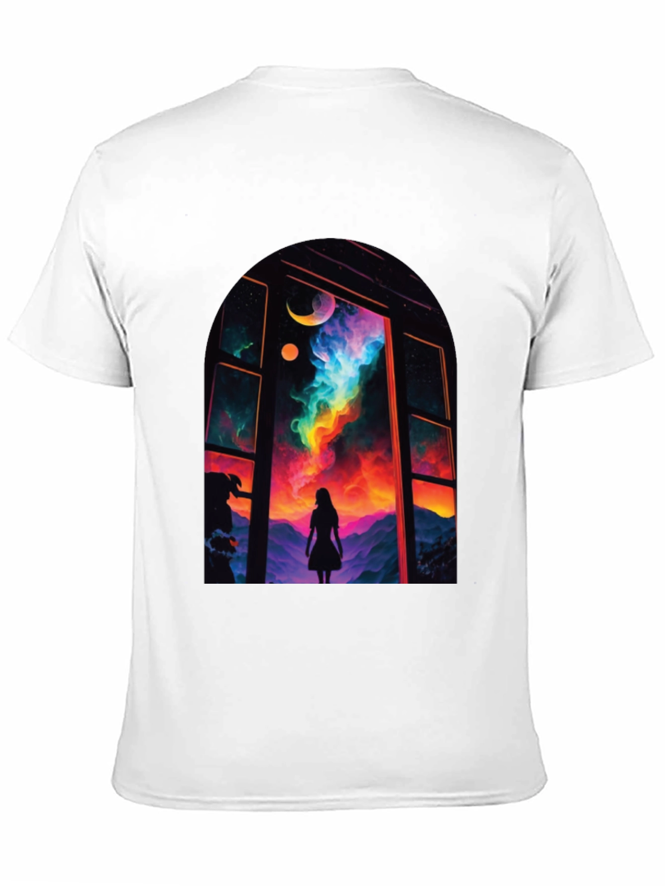 Black Cosmic Window Graphic Tee - Black Cotton Blend view 11