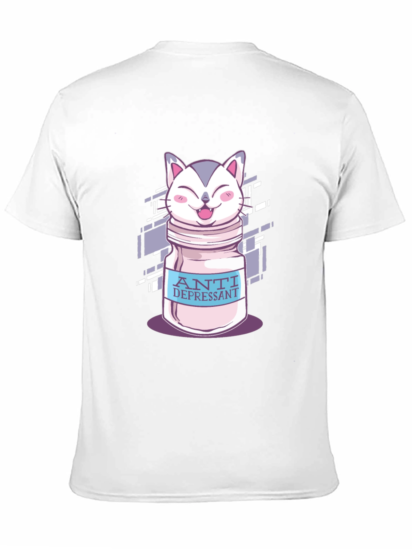 Black Anti Depressant Cat Graphic T-Shirt view 11