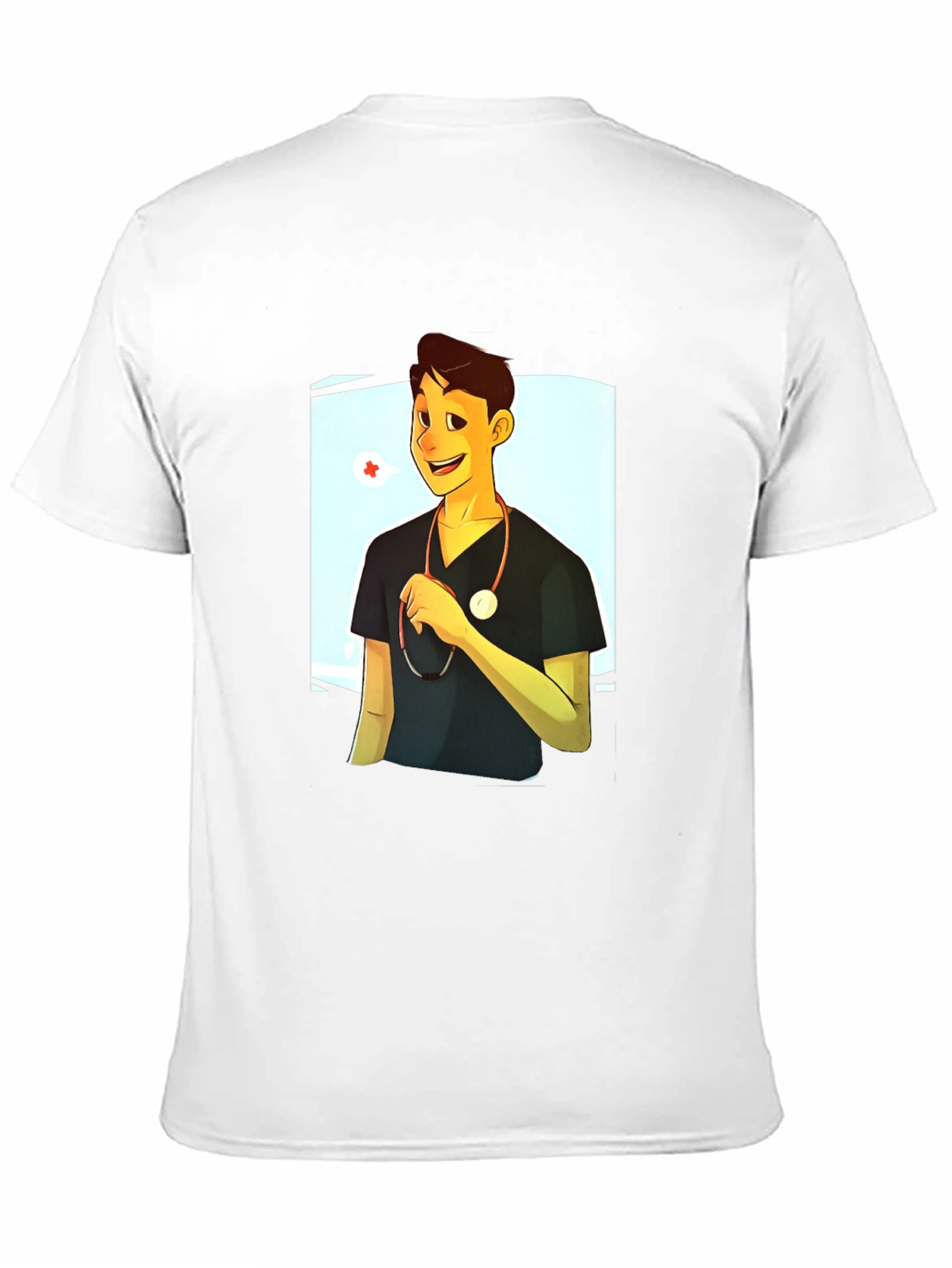 Black Cartoon Doctor Graphic Black T-Shirt view 11