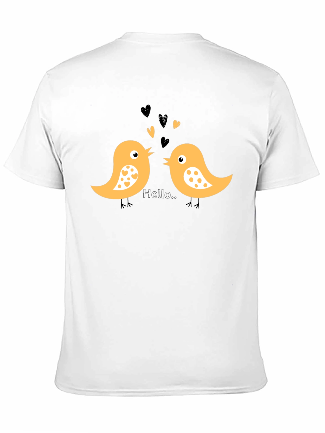 Black Cute Bird Love T-Shirt - Black Cotton Tee view 11