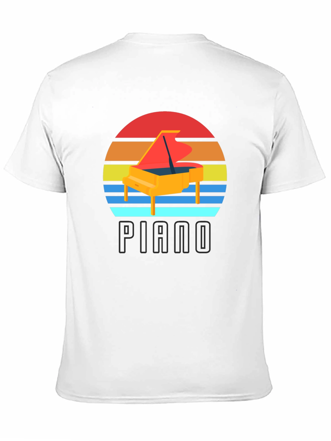 Black Piano Sunset Graphic T-Shirt view 11