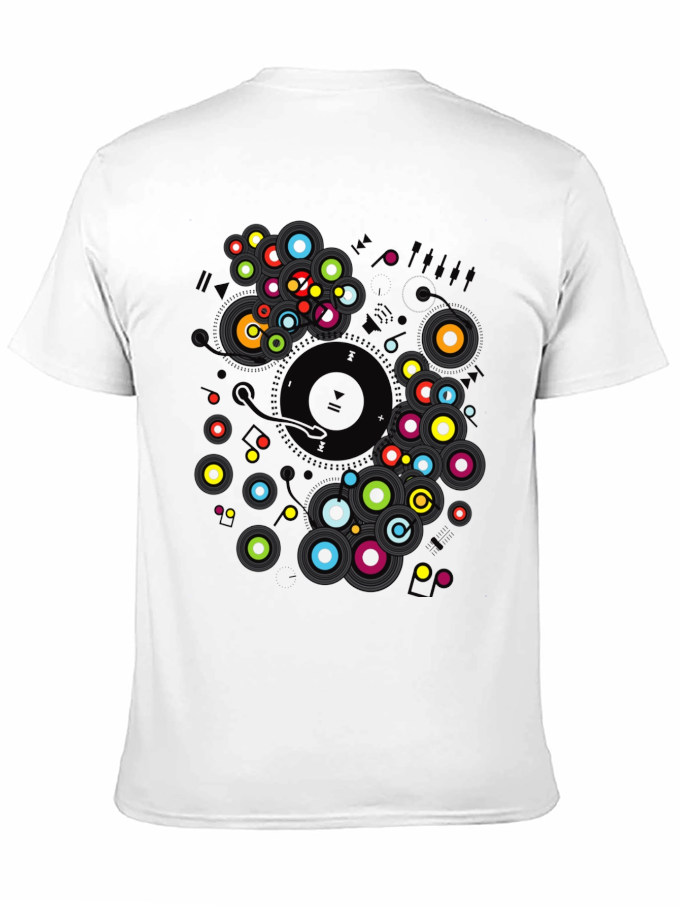 Black Retro Vinyl Record Graphic T-Shirt view 11