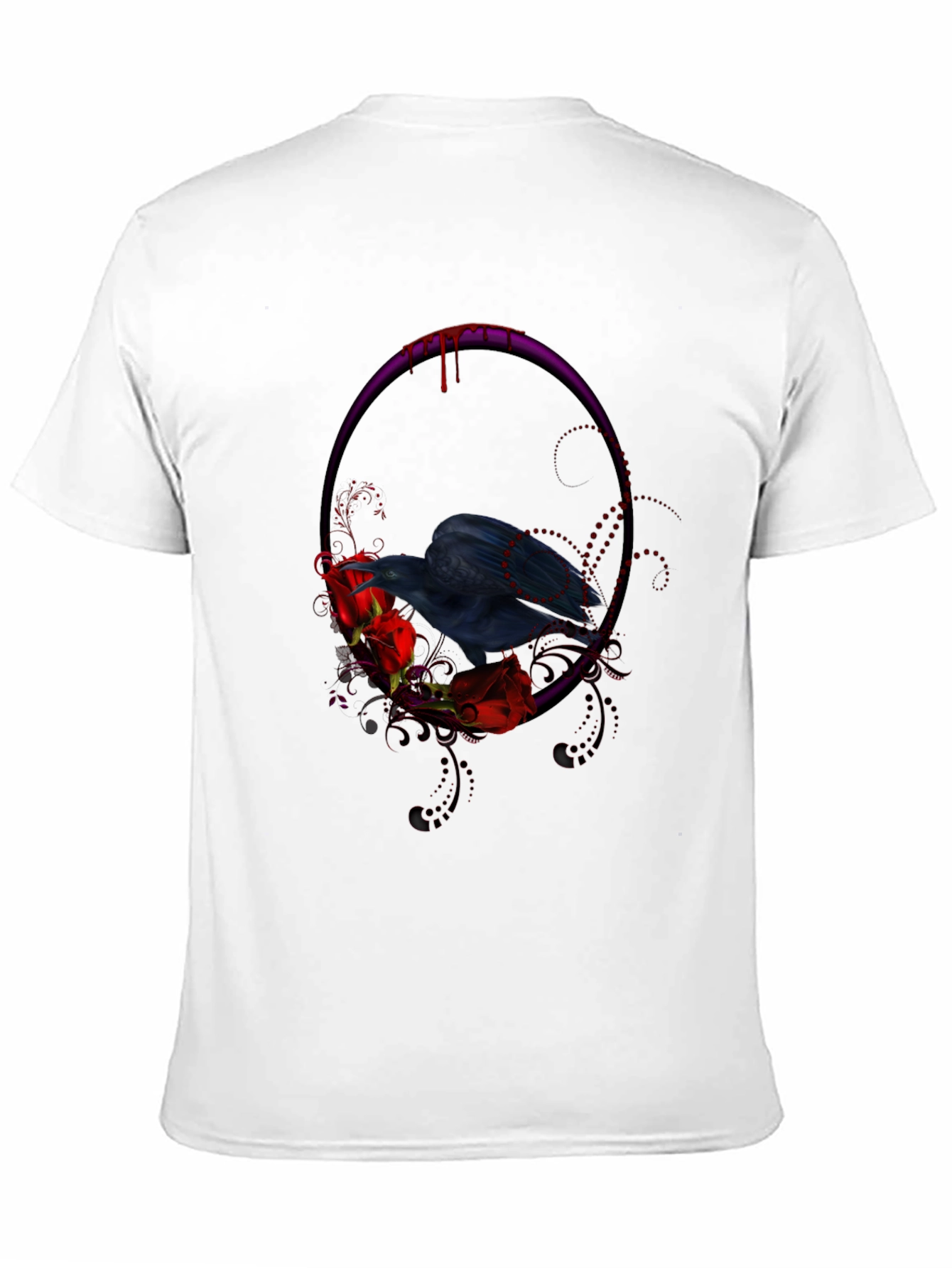 Black Gothic Raven & Roses Graphic Tee - Black view 11