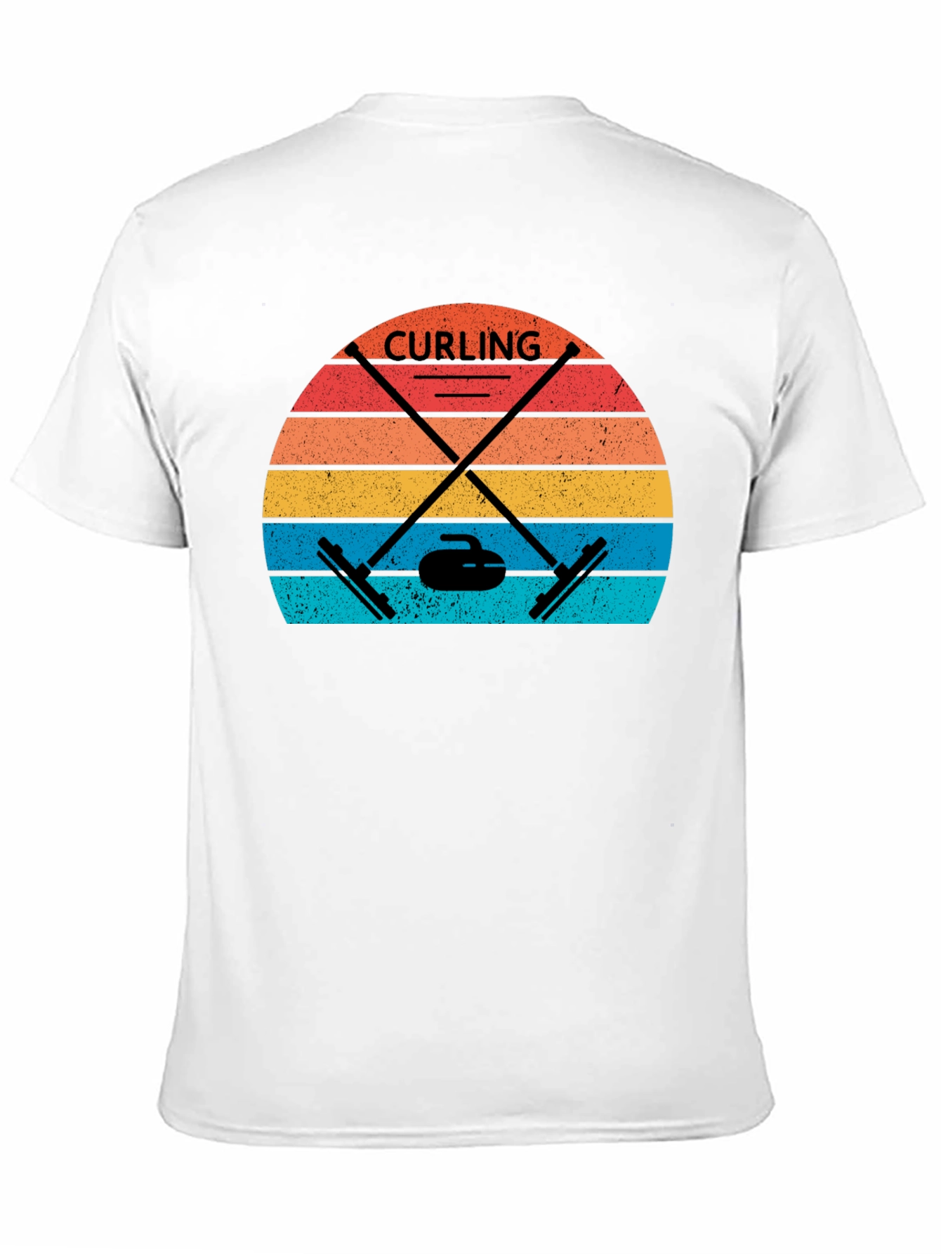 Black Retro Curling T-Shirt - Vintage Sunset Design view 11